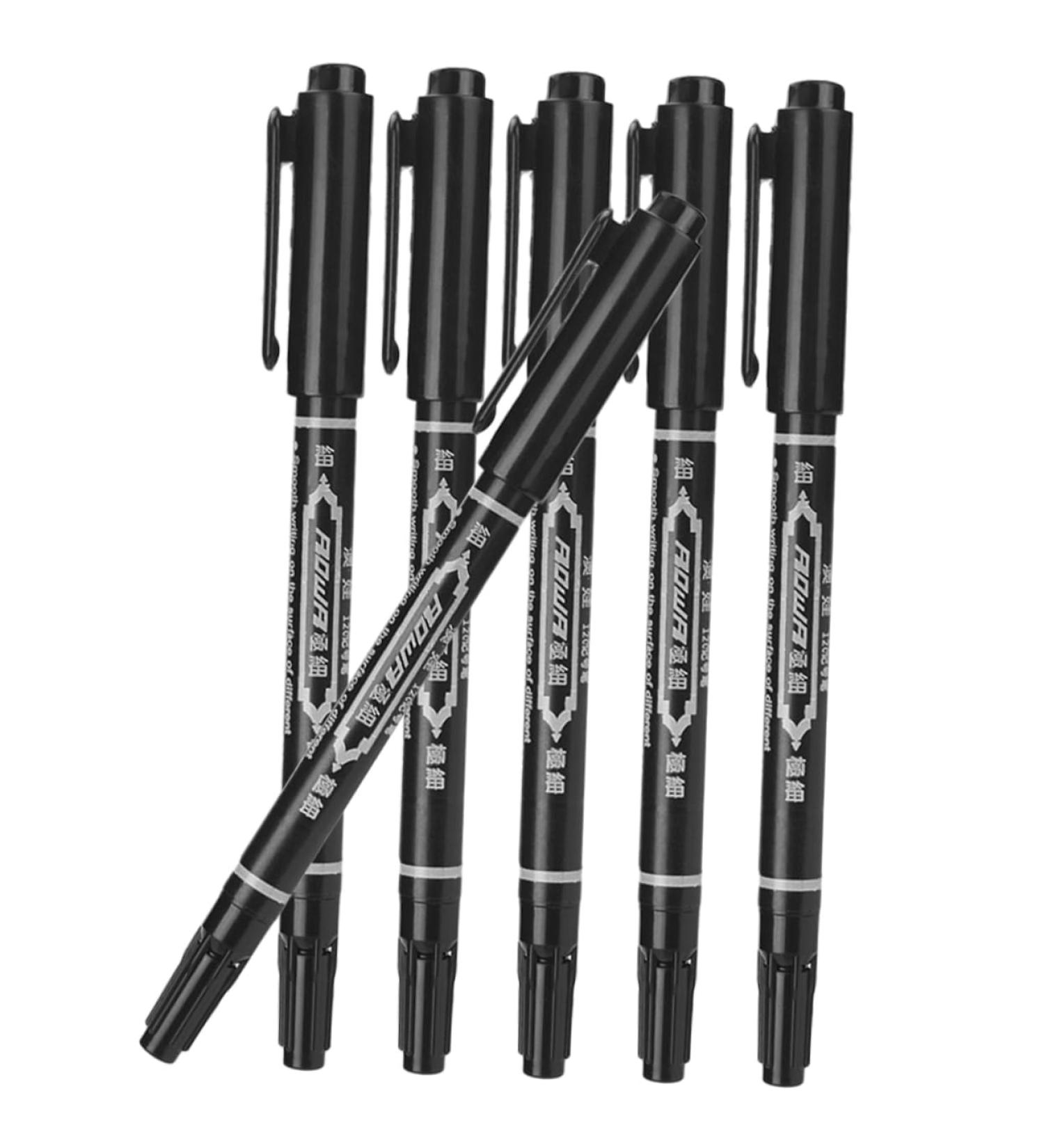 Angoily 6pcs Eyebrow Marker Pen Eyebrow Embroidery Pencil Perforation 13.9x1.8cm Black - Buy Online on GoSupps.com