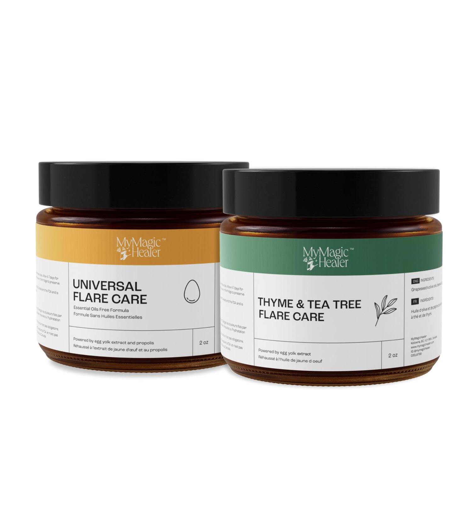 Complete Flare Care | Universal Essential Oil Free Flare & Thyme & Tea Tree Flare Care | Dual Relief for HS, Eczema, Diaper Rash, Impetigo, Cystic Acne, Ingrown hair | Drawing Salve (2 x 2oz) - Buy Online on GoSupps.com
