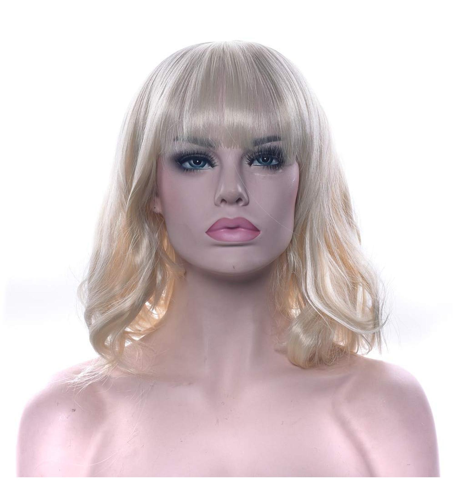 LFMDJF Wavy Brown Short Synthetic Hair Wig Pink Black Red Party Hairpieces Wigs for Women 14inches 0906 613C