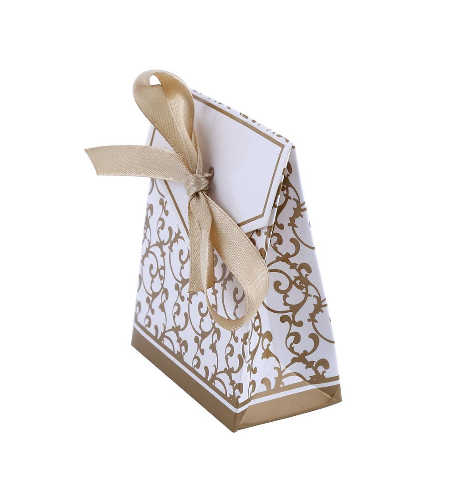 QANYEGN 10PCS Elegant Wedding Candy Bags 2 Colors Paper Bags with Ribbon Gift Bags for Party Favors and Gifts(Golden) - Buy Online on GoSupps.com