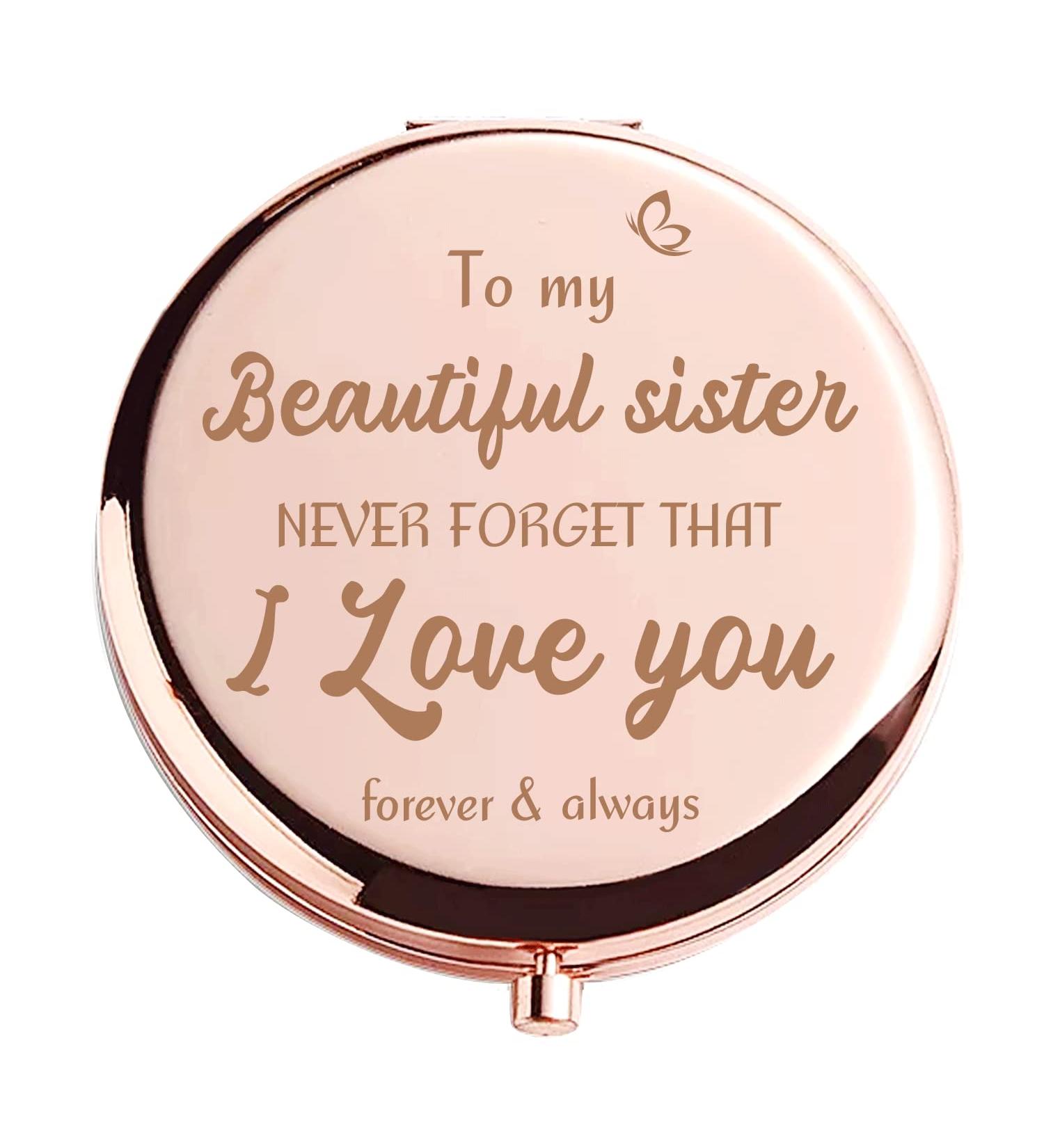 HTOTNGIFT Rose Gold Compact Mirror - Funny Mothers Day & Graduation Gifts for Sisters, Friends, Big Sisters in Law - Dorm Decor for College Girls - Buy Online on GoSupps.com