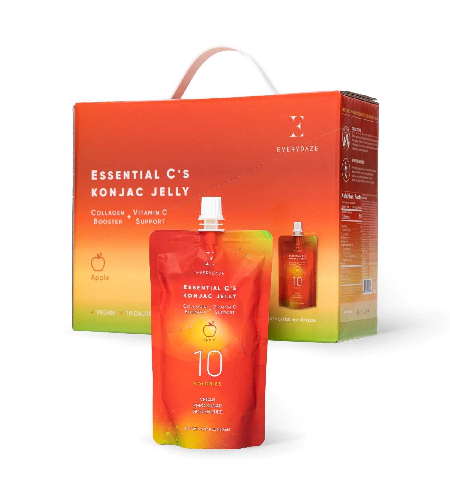 EVERYDAZE Vegan Collagen + Vitamin C Konjac Jelly | 10 Calories, 0 Sugar | 10 Packs - Apple Flavor | Weight Management and Healthy Diet Snack - Buy Online on GoSupps.com