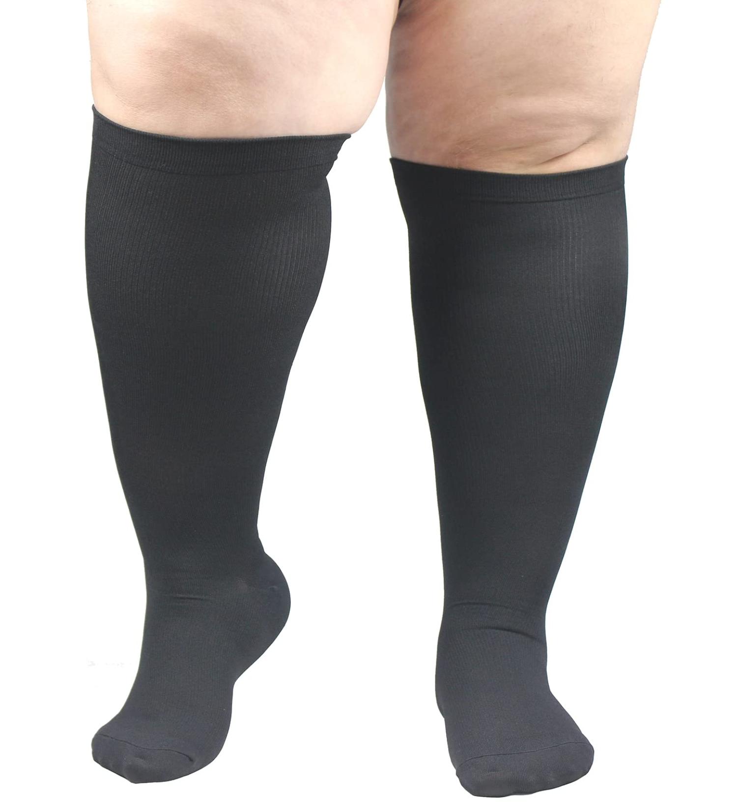 1/3 Pair Compression Socks for Wide Calf - Flight Socks for Men & Women | Extra Large Circulatory Support - Ideal for Nurses Running Pregnancy - Black 4XL - Buy Online on GoSupps.com