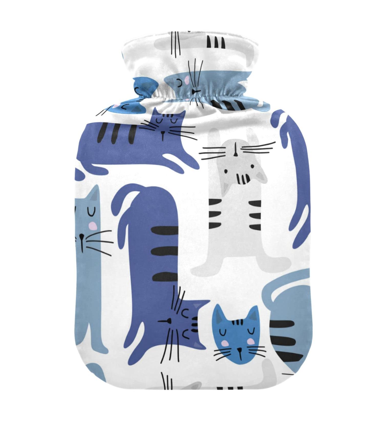 Funny Cartoon Cat Hot Water Bottle 2L | Pain Relief & Period Cramps | Cozy Cover for Comfort - Buy Online on GoSupps.com