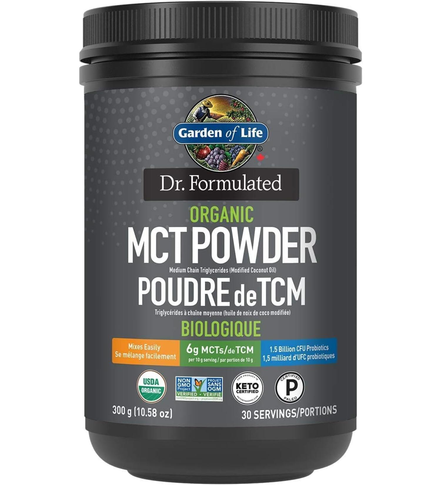 Garden of Life Dr. Formulated Organic MCT powder 0.373 Gram Unflavored. Sustainably Grown Coconuts and no palm oil. Certified Organic Non-GMO Verified Vegan Certified Gluten Free Certified Keto Certified and Paleo Certified. - Buy Online on GoSupps.com