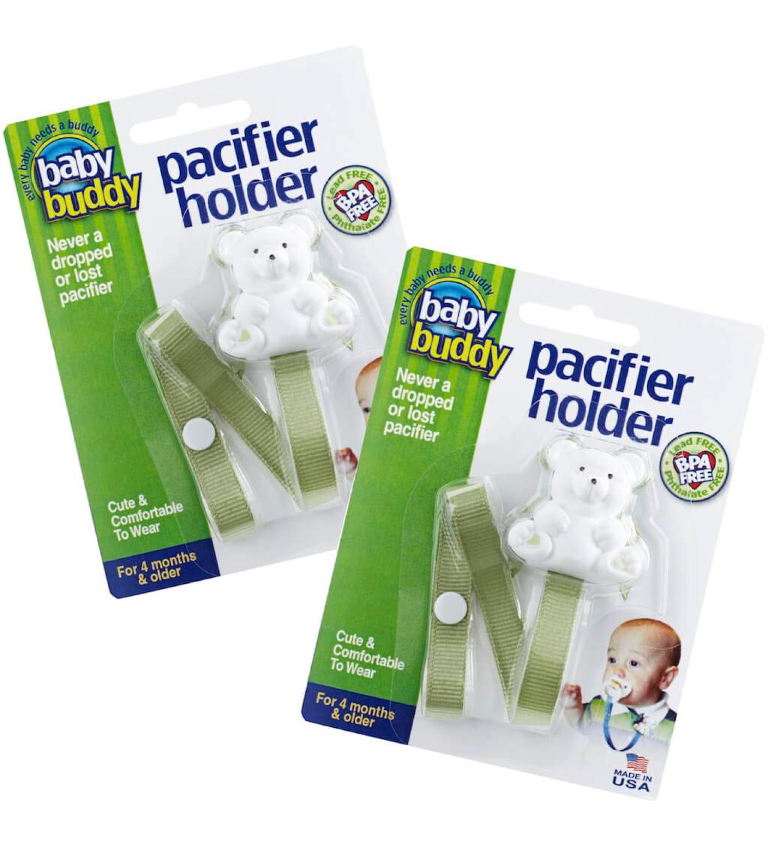 Baby Buddy Bear Pacifier Holder Clip - 2 Pack Sage | Must-Have Baby Accessory - Clips to Pacifiers Teethers & Toys | Perfect for Babies 4 Months & Up - Buy Online on GoSupps.com