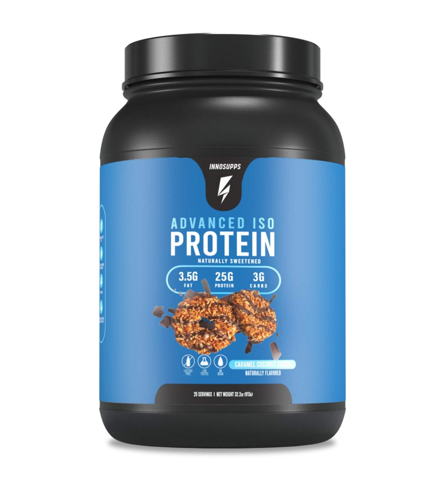 InnoSupps Advanced Iso Protein | 100% Whey Isolate Protein Powder | No Artificial Sweeteners| Low Fat Low Carbs | 25g of Protein | Hormone Free Gluten Free Soy Free |(Caramel Coconut Cookie) - Buy Online on GoSupps.com