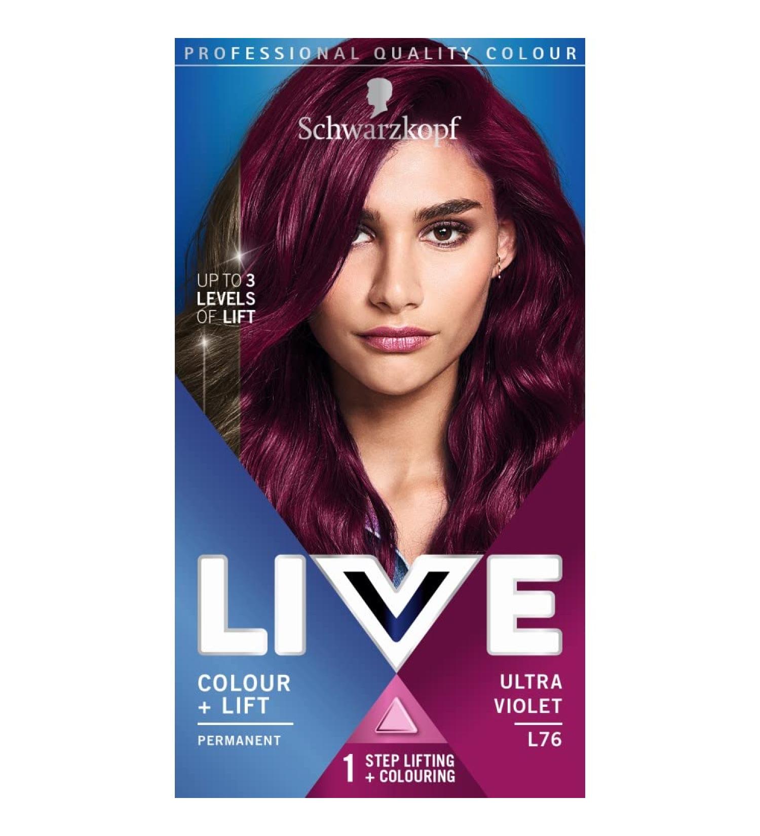 Schwarzkopf LIVE Colour + Lift Ultra Violet L76 Hair Dye - Permanent, Long-Lasting, Lightens Up To 3 Levels - Buy Online on GoSupps.com