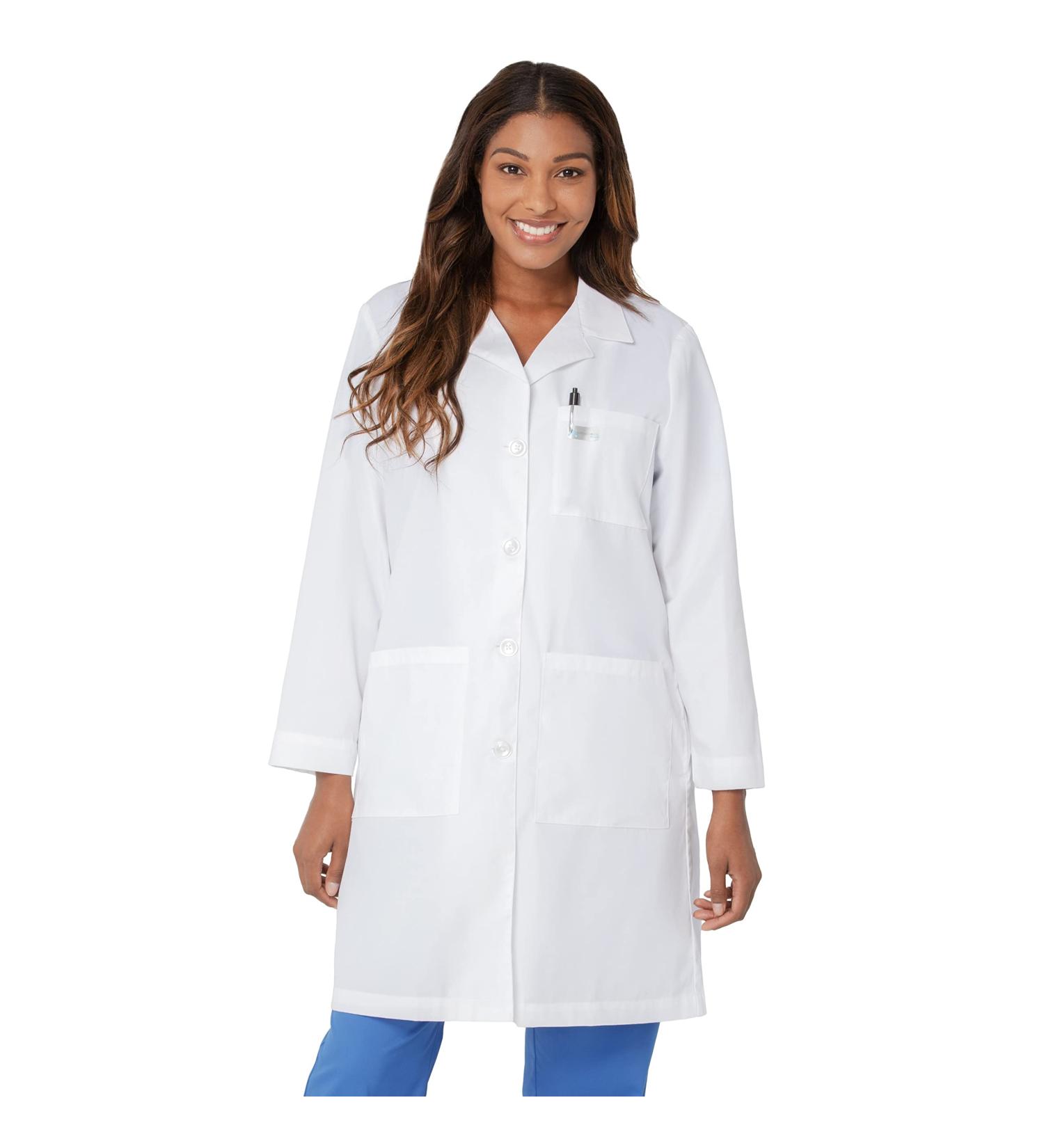 Landau Women's 3-Pocket Full-Length Lab Coat - White, Size 12 | Relaxed Fit, 4-Button Closure - Style 3155 - Buy Online on GoSupps.com