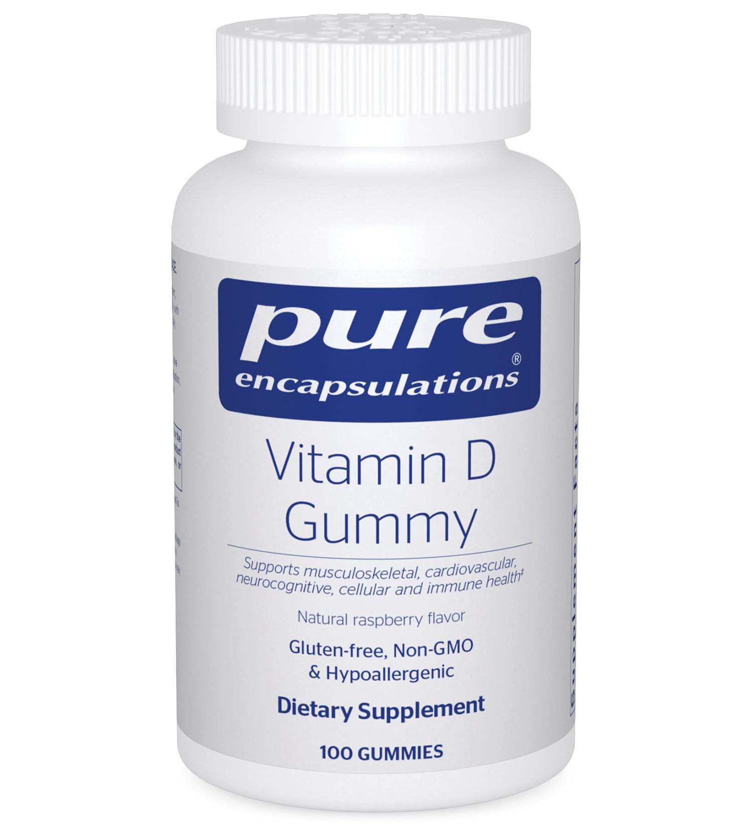 Pure Encapsulations Vitamin D Gummy | Support for Musculoskeletal Cardiovascular Neurocognitive Cellular and Immune Health* | 100 Gummies | Natural Raspberry Flavor - Buy Online on GoSupps.com