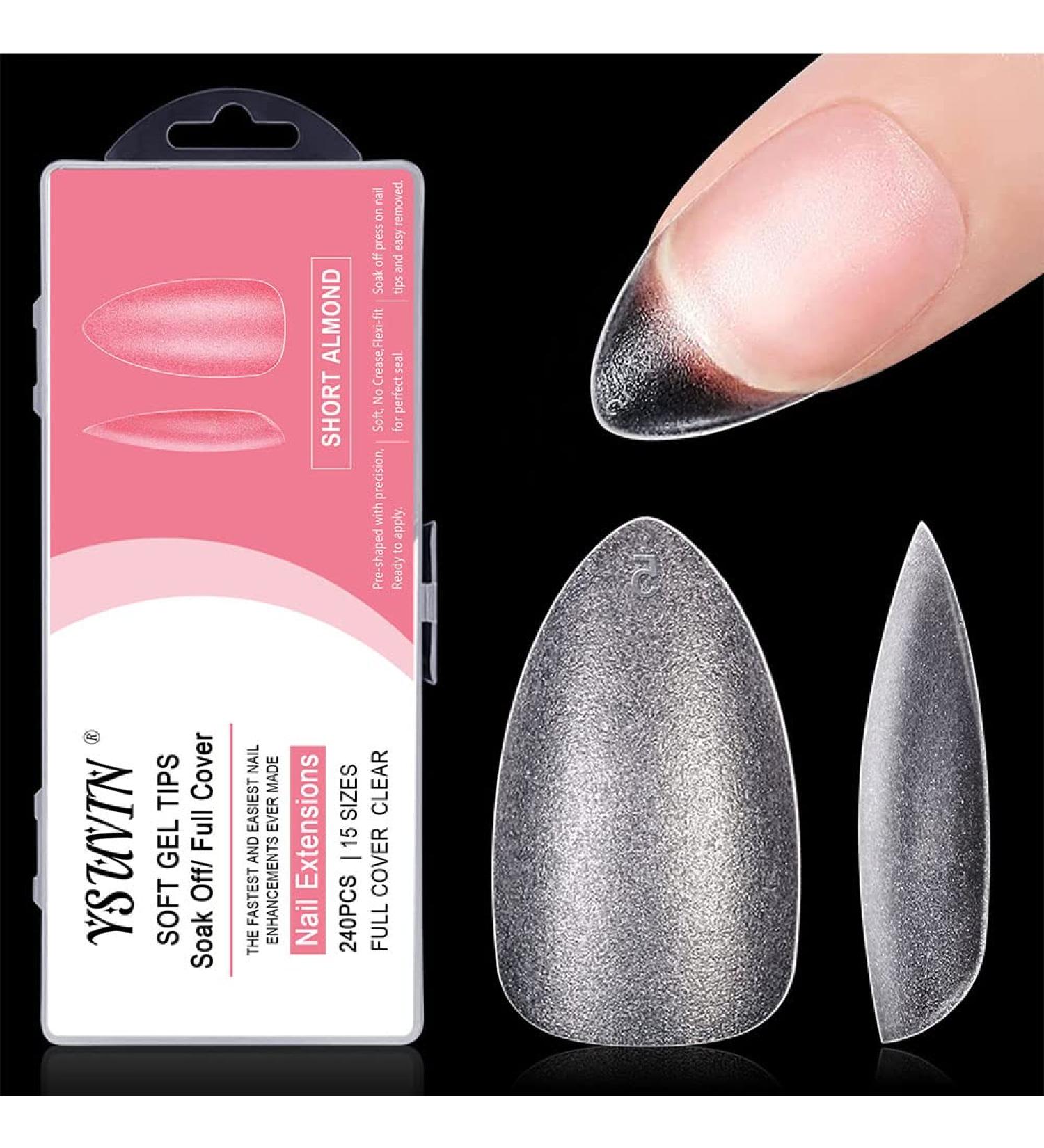 Yueshop 240PCS Soft Gel Full Cover Matte Short Almond Nail Tips Kit - Break Resistant, Clear Gelly Gel, 15 Sizes - DIY Manicure & Salon Quality Nail Art - Buy Online on GoSupps.com