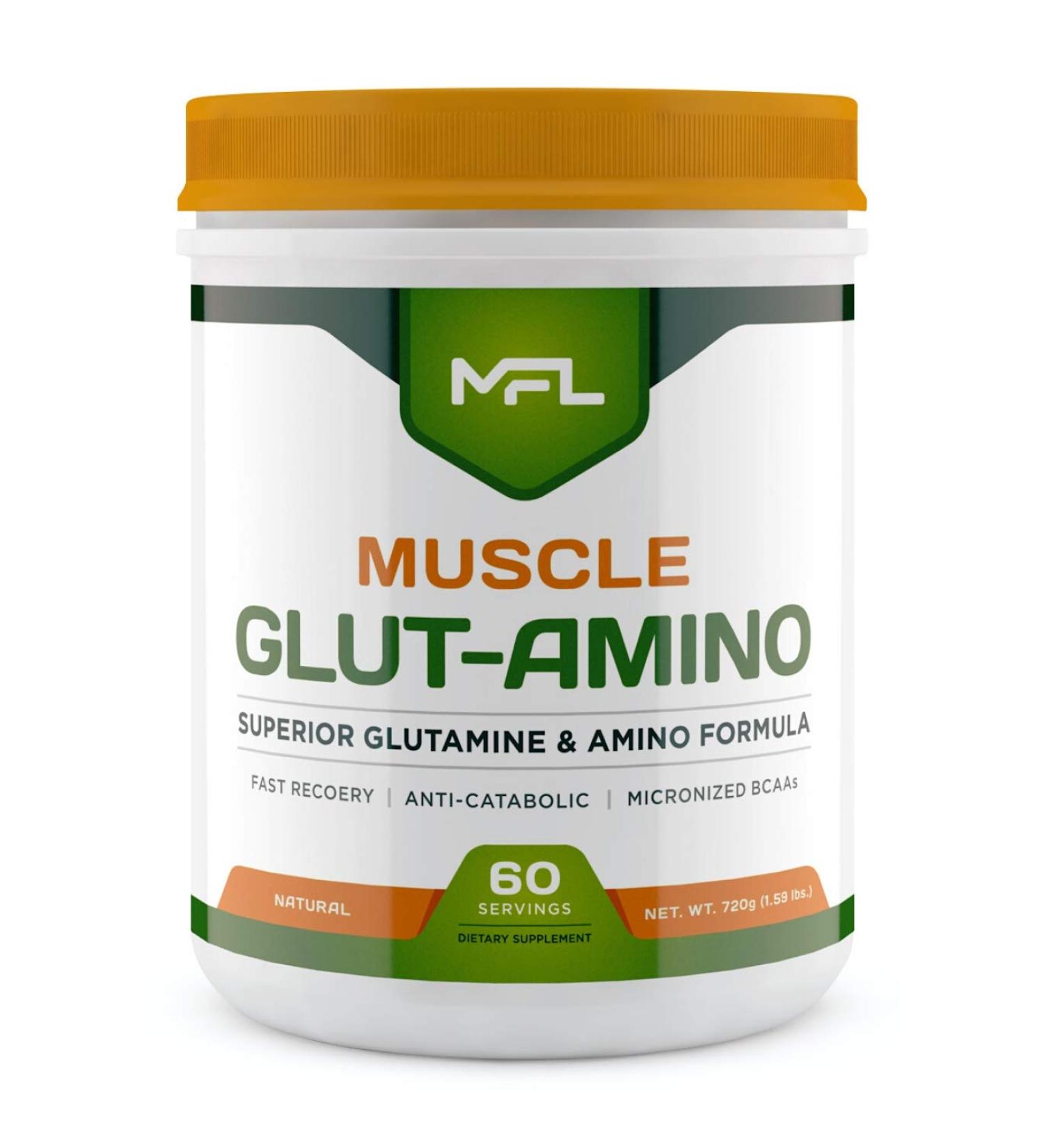 MFL Muscle Glut-Amino | Glutamine Complex | Amino Complex | 0 Sugar | Sweetened with Stevia | All-Natural | 60 Servings (Natural) - Buy Online on GoSupps.com