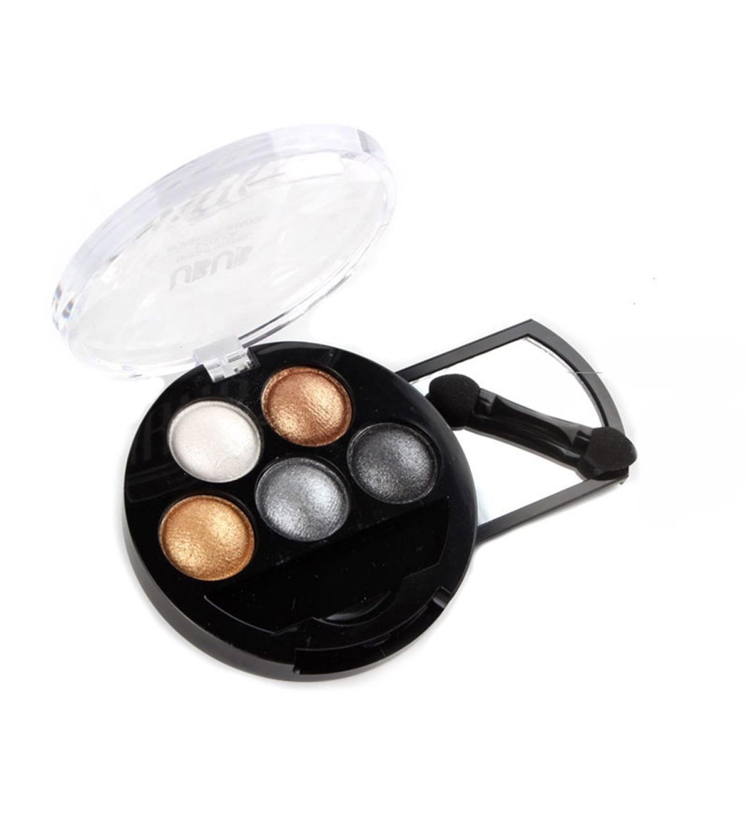 Shop HugeStore 5 Colors Glitter Eyeshadow Palette - Shimmer Metallic Eye Shadow in Brown | International Shipping Available - Buy Online on GoSupps.com