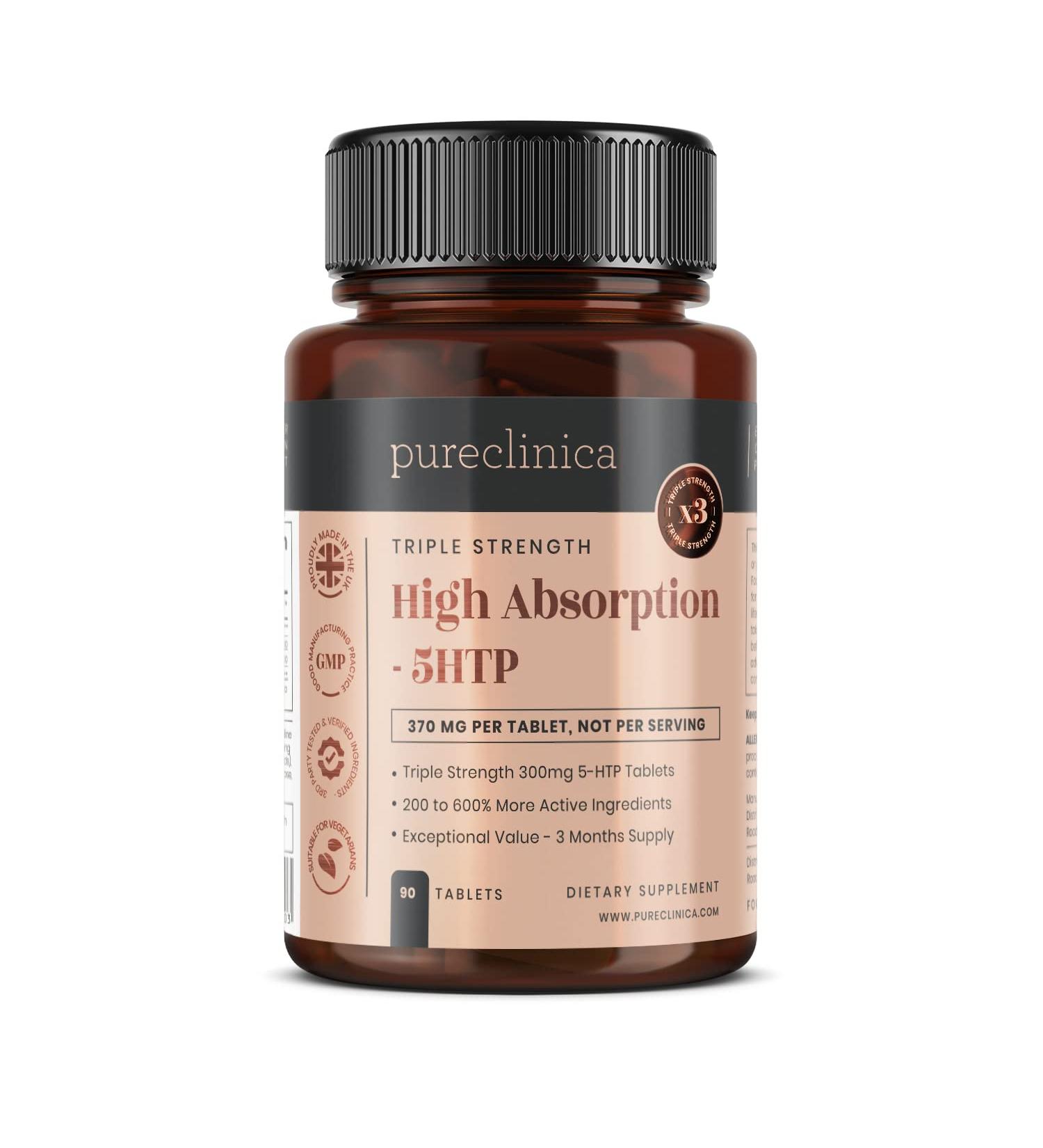 High Absorption 5HTP 300mg Tablets - 90 Count with Vitamin C B6 & Black Pepper - 3 Months Supply | Shop Internationally - Buy Online on GoSupps.com