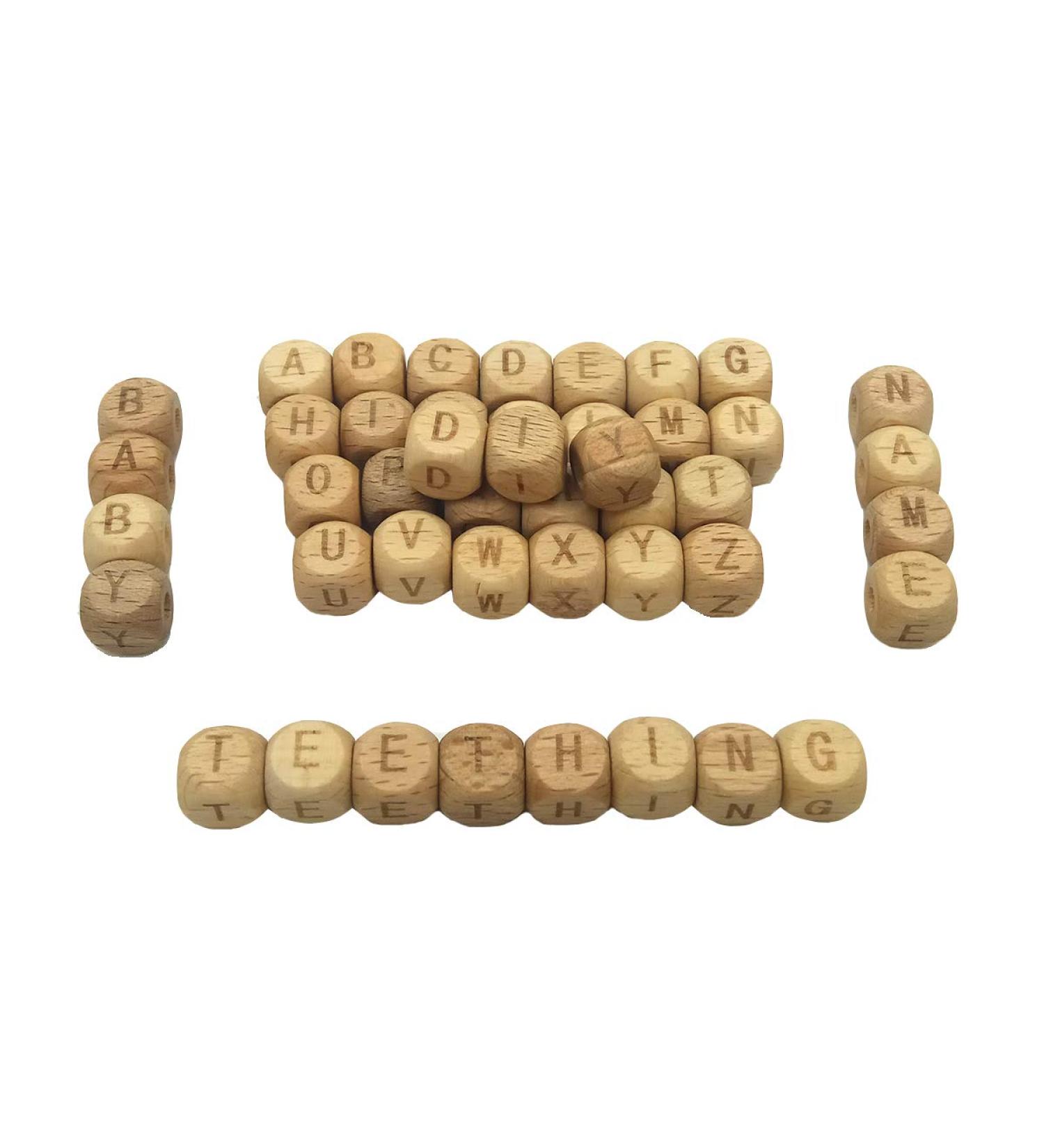 52pcs 10mm Square Wood Alphabet Letter Beads - Natural Beech Wooden Beads for Jewelry Making DIY - Alphabet Beading Necklace Kit - Buy Online on GoSupps.com
