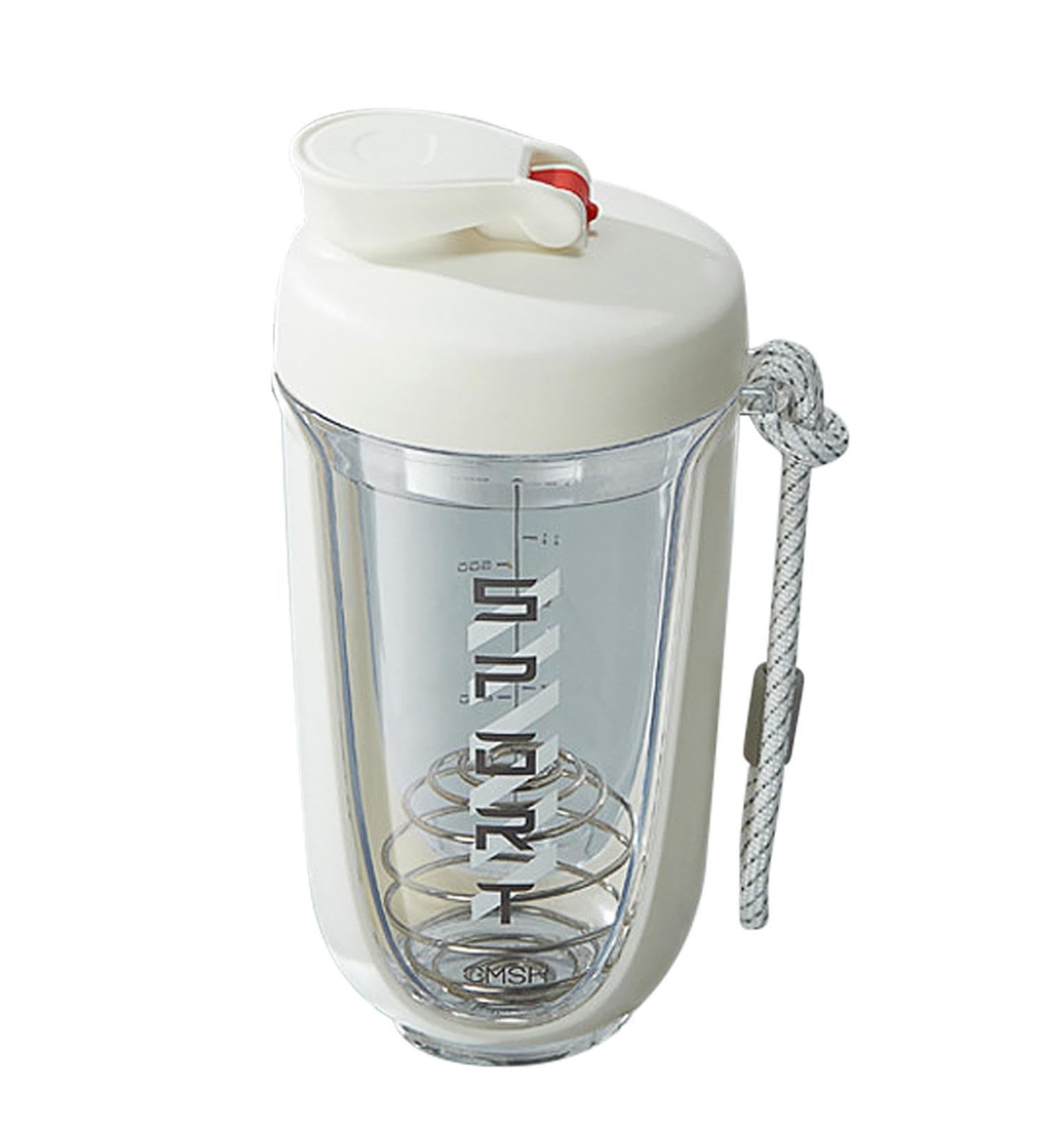 Protein Shaker Bottle Protein Powder Shaker Bottle Cup Mixer Bottle With Stirring Ball 600ml Workout Water Shaker Cup Anti Leak Water Cup With Scales Pre Workout Gym Bottle Shaker Bottle White - Buy Online on GoSupps.com