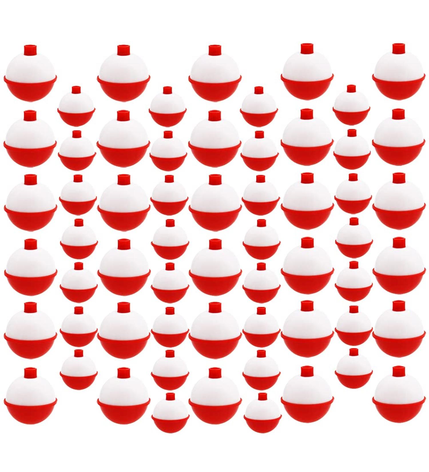 Woozettn 60 Pcs Fishing Float Hard ABS Bobber Bulk Push Button Round Buoy Floats - 1/1.5 Inch - Fishing Tackle Accessories - Buy Online on GoSupps.com