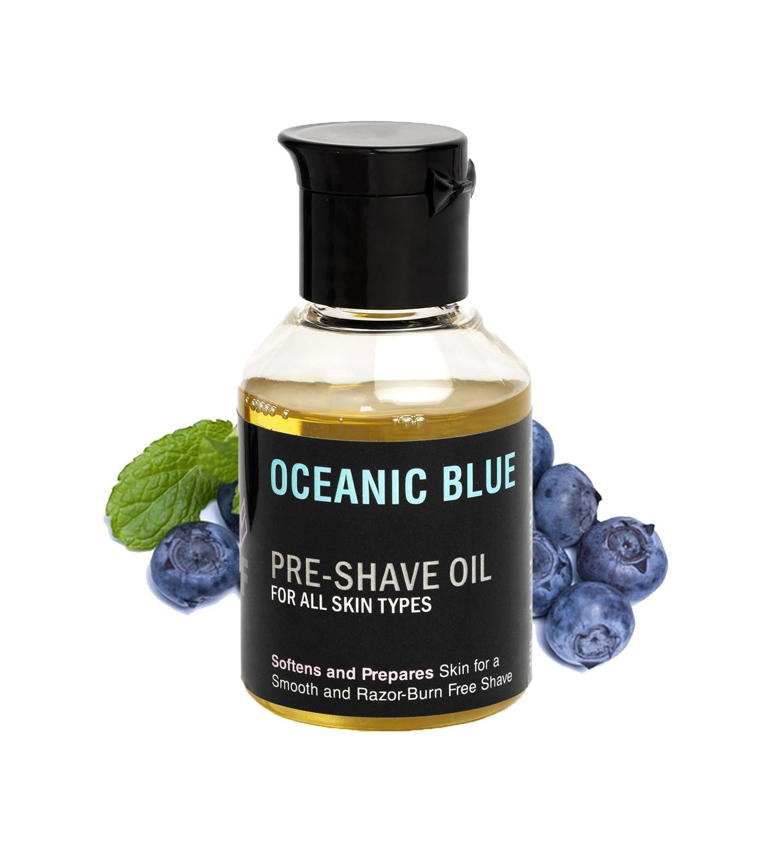 Pin k Woolf Pre-Shave Oil For Men (Oceanic Blue) Softens And Prepares Skin For A Smooth And Razor Burn Free Shave Suitable For All Skin Type - 50 ml (Pack Of 1) - Buy Online on GoSupps.com