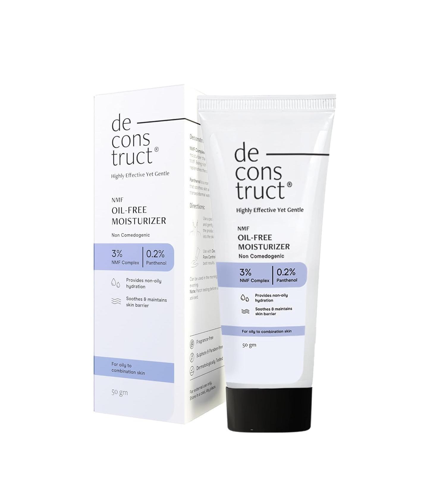 De-construct Oil-Free Moisturizer 50g | Lightweight Gel with 3% NMF & 0.2% Panthenol | Best Face Cream for Oily to Combination Skin - Buy Online on GoSupps.com