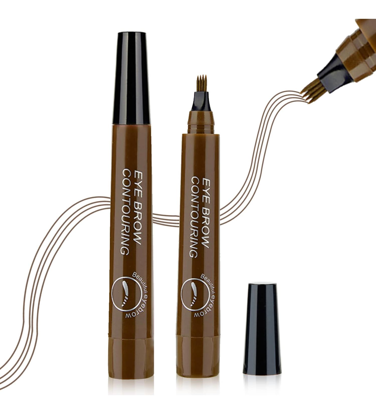 2PCS Waterproof Eyebrow Microblading Pen with 4 Micro-Fork Tips - Dark Brown - Buy Online on GoSupps.com