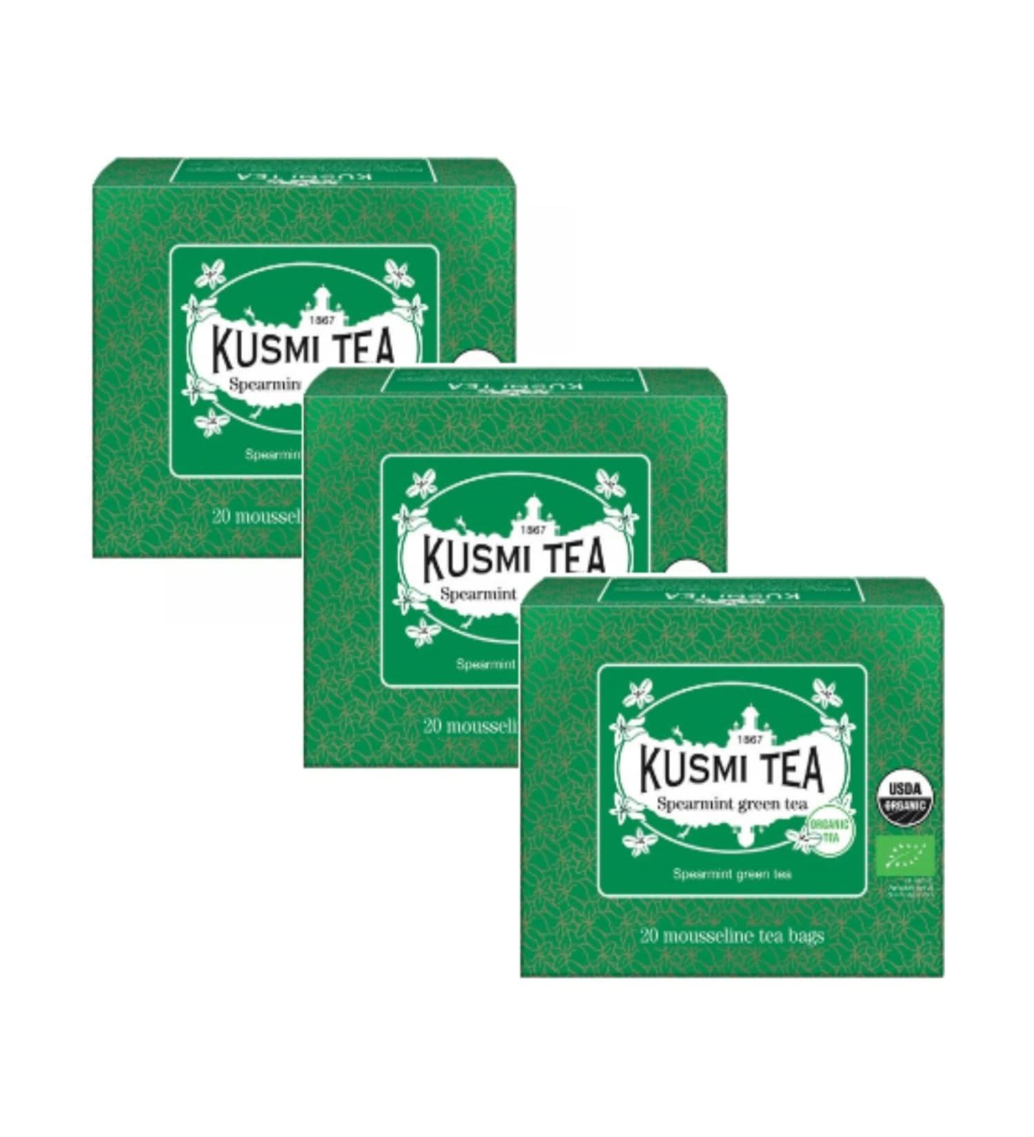  KUSMI TEA Kusmi Tea | Organic Gunpowder Green Tea with Peppermint | Green Tea Mint Leaves - 3 x 20 Tea Filters - Buy Online on GoSupps.com