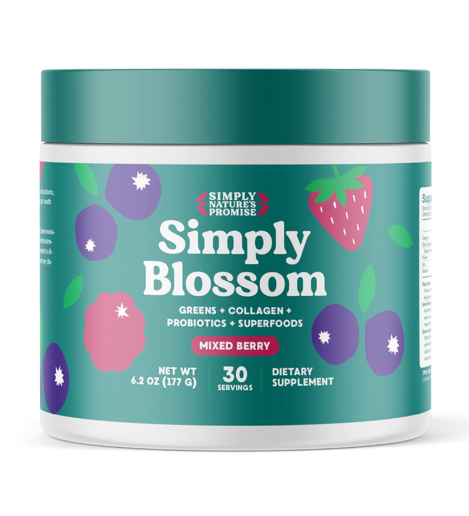 Blossom Nutrition Greens Powder: Probiotic & Digestive Enzyme Mix for Women - Bloating Relief & Superfoods - Licorice Root - 30 Days - Buy Online on GoSupps.com