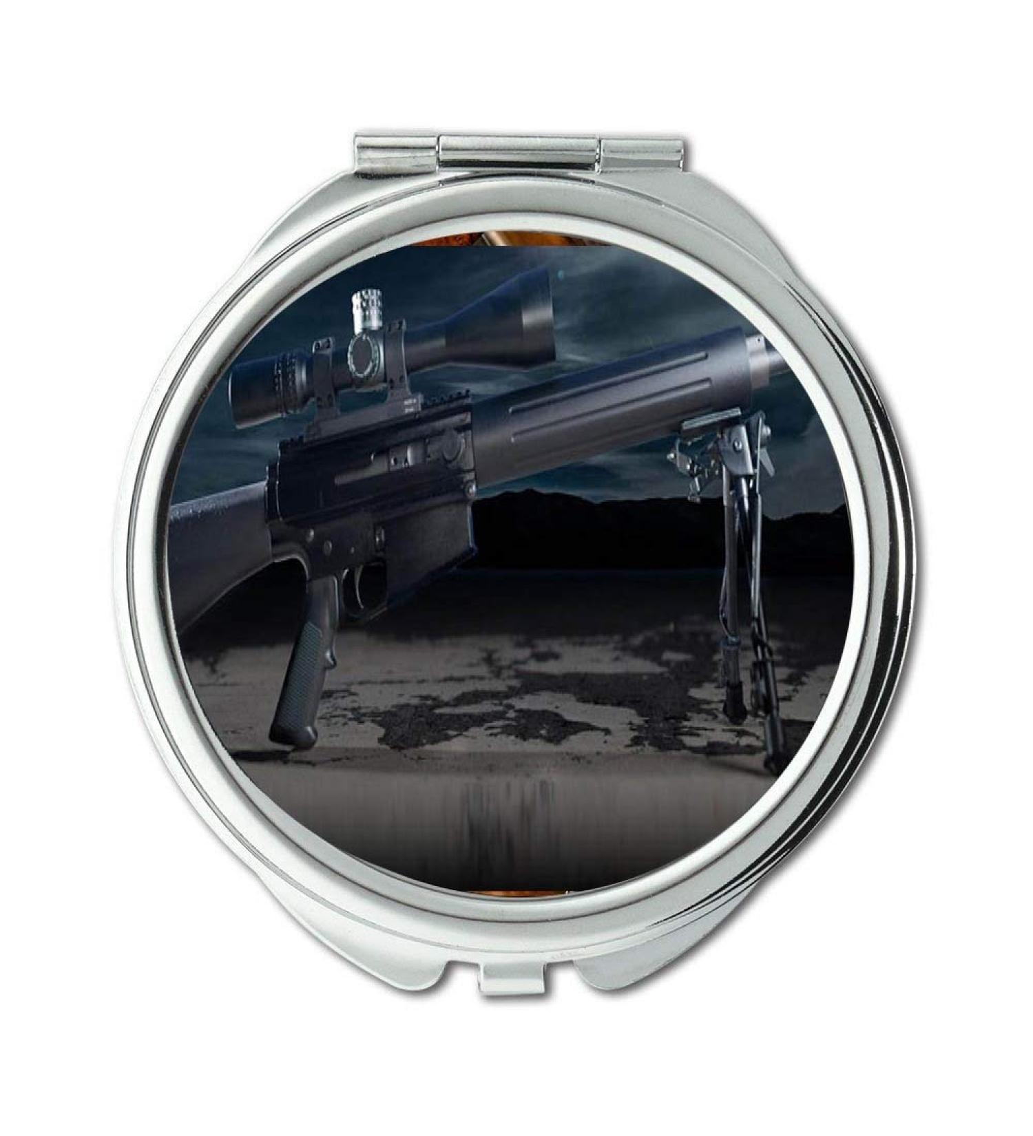 Mirror Compact Mirror gun sling Round Mirror cool gun background pocket mirror portable mirror - Buy Online on GoSupps.com