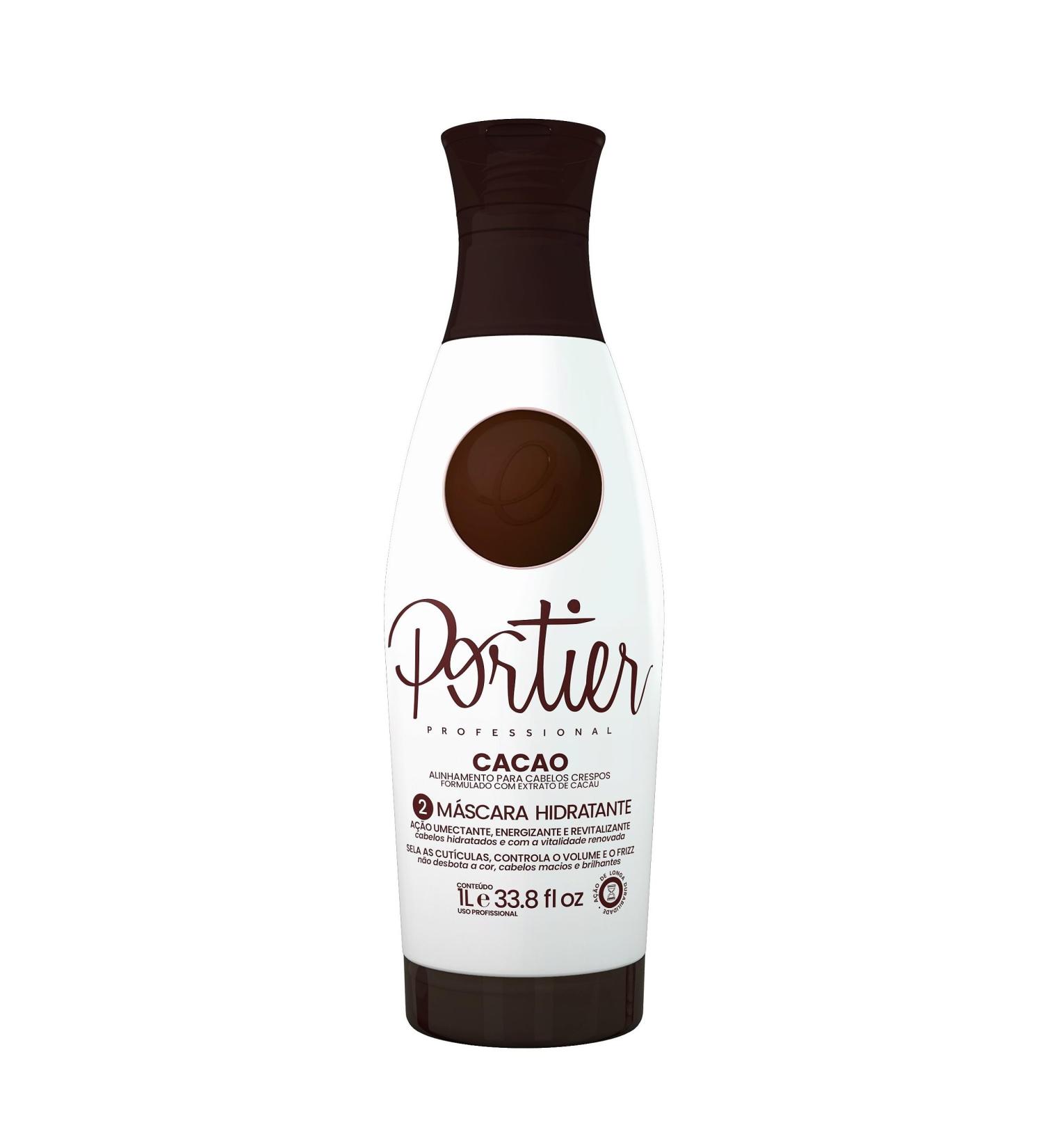 Portier Cacao Masque lissant br silien professionnel 1 l et shampoing 1 l