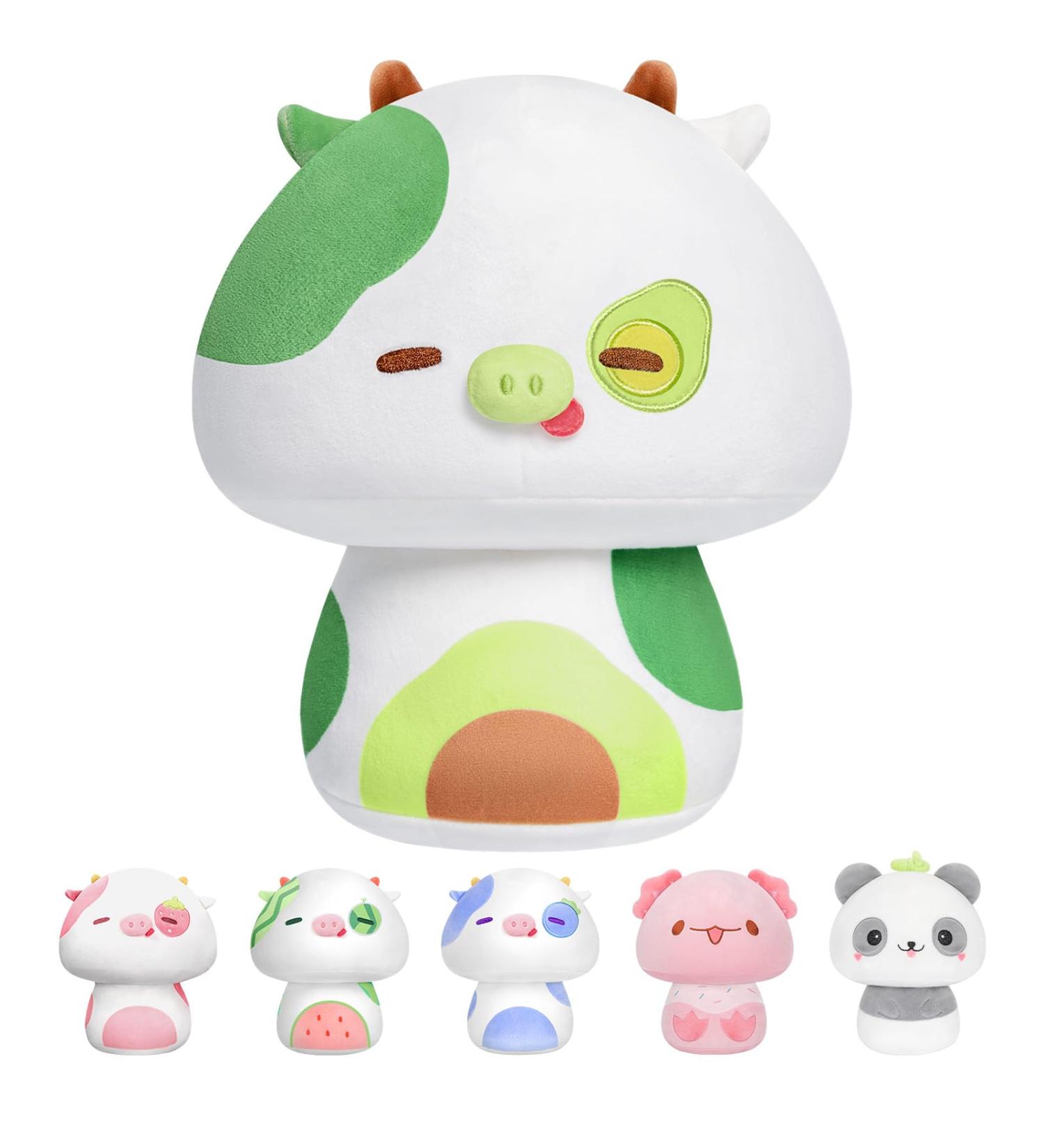 Mewaii 14'' Soft Avocado Cow Mushroom Pillow Stuffed Animal Plush - Cuddly Green Cow Toy for Kids | 14 Inch - Buy Online on GoSupps.com