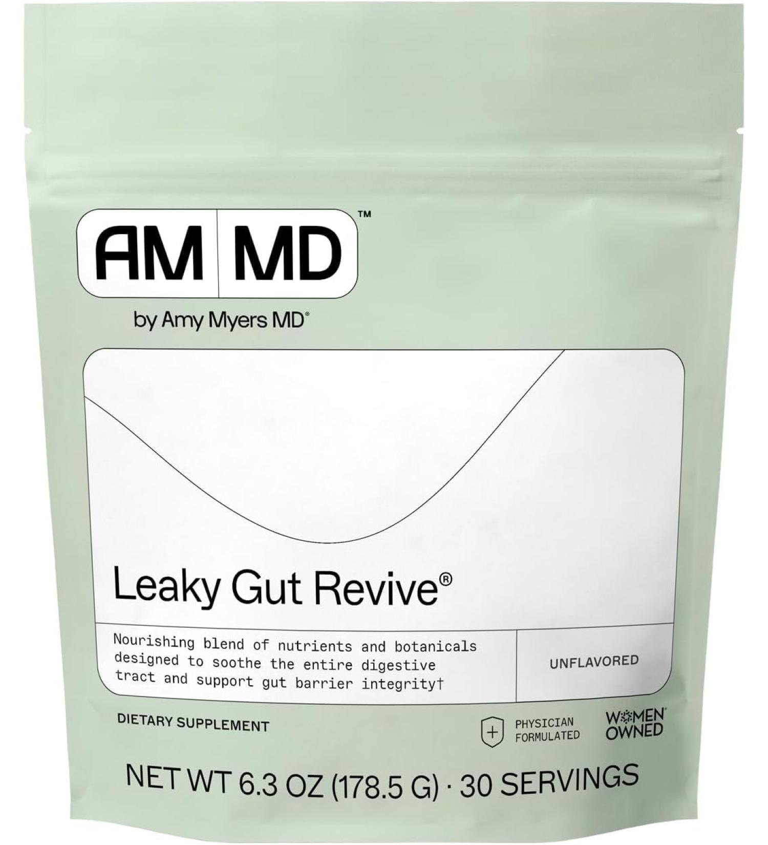 Dr. Amy Myers Leaky Gut Revive Powder - L Glutamine Supplement for Gut Repair & Health | Reduce Constipation, IBS, Bloating | Plant-Based Formula - Buy Online on GoSupps.com