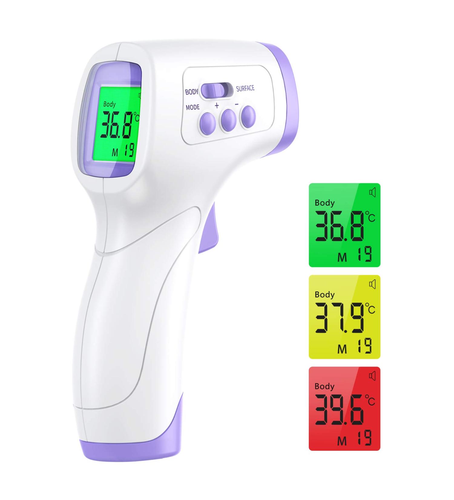 Wawech Baby Fieberthermometer Contactless Digital Infrared Thermometer 3-in-1 for Adults & Children with LCD Display 99 Memory Fever Alarm Purple - Buy Online on GoSupps.com