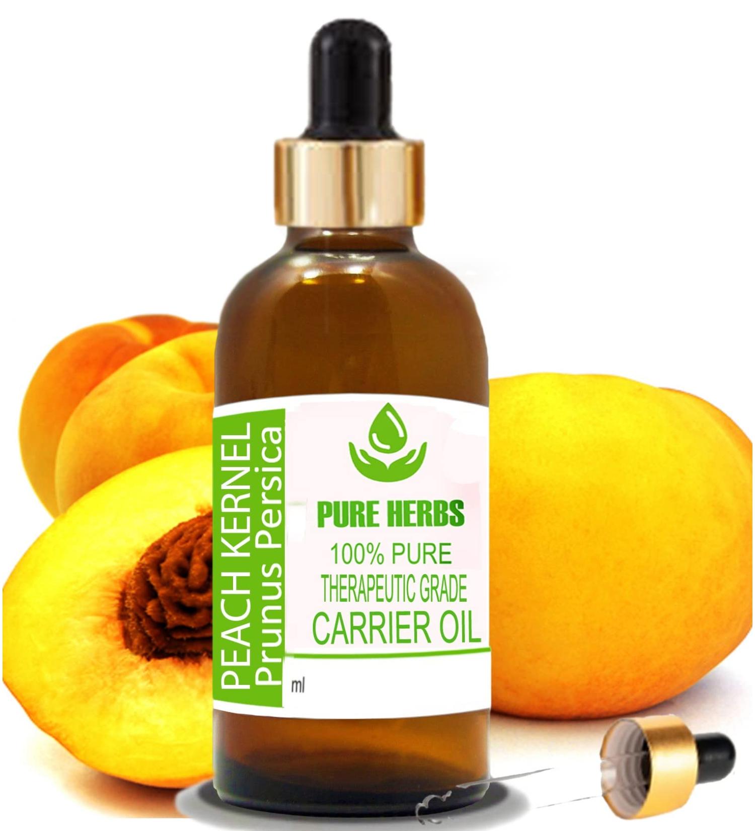Pure Herbs Peach Kernel Oil - Natural Therapeutic Carrier Oil (50 ml) | International Shipping Available - Buy Online on GoSupps.com