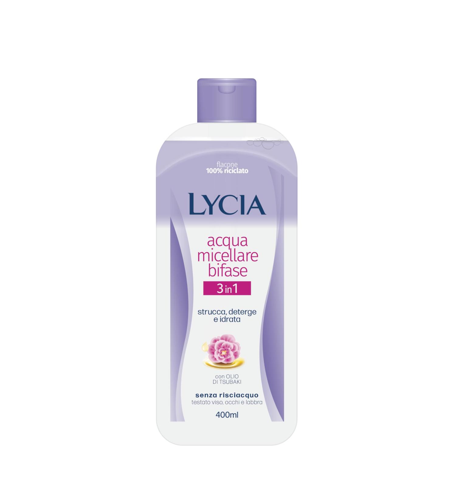 Lycia 3in1 Bifasic Makeup Remover - 400ml (13.5 Fl Oz) with Lotus Flower Water & Tsubaki Oil | Italian Import No Rinse International Shipping - Buy Online on GoSupps.com