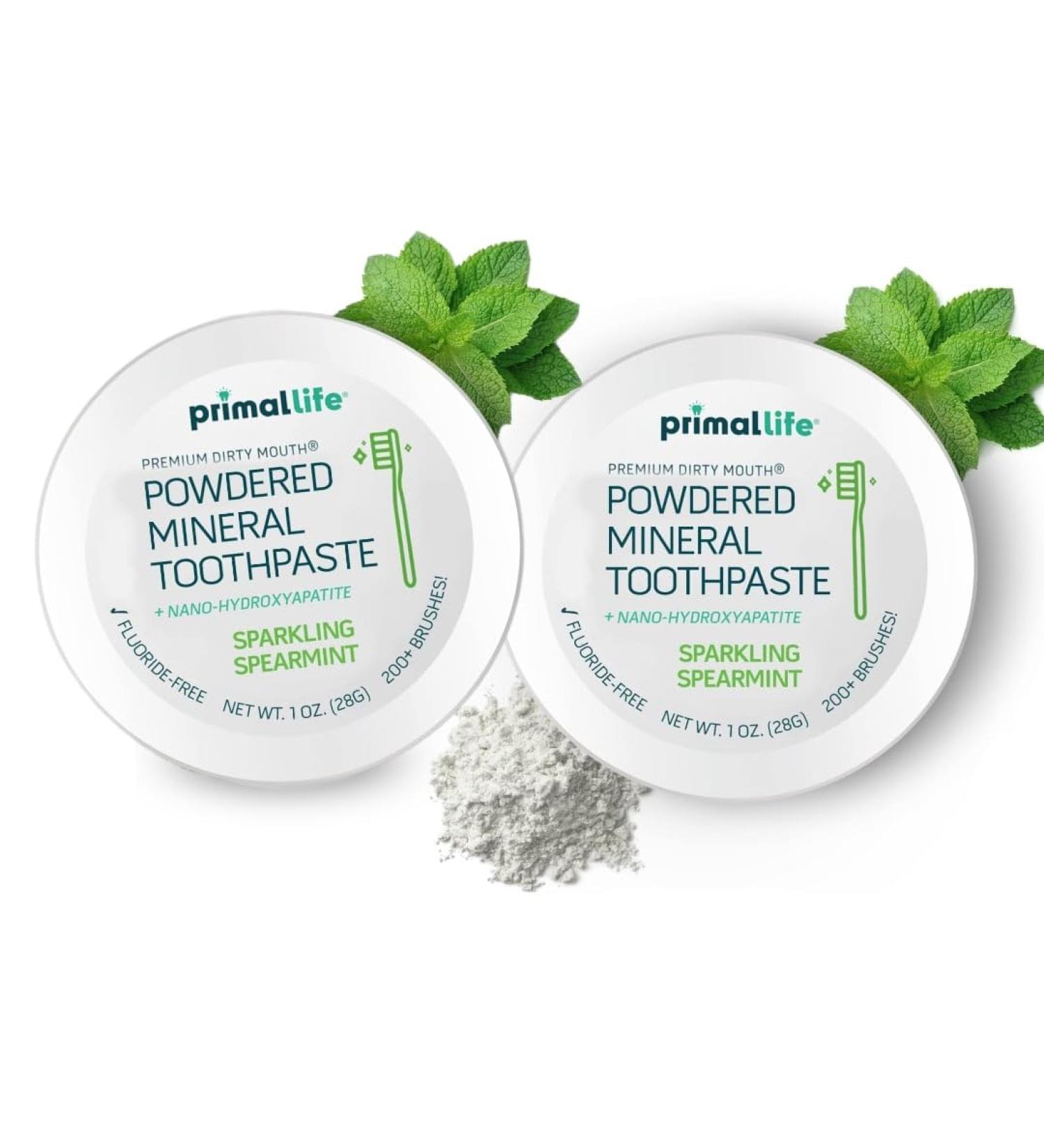 2 Pack of Primal: Life Organics!! - Dirty Mouth Toothpowder Tooth Cleaning Powder Flavored Essential Oils with Natural Kaolin & Bentonite Clay Paleo Organic Spearmint 1 oz LuxProdX Sticker - Buy Online on GoSupps.com