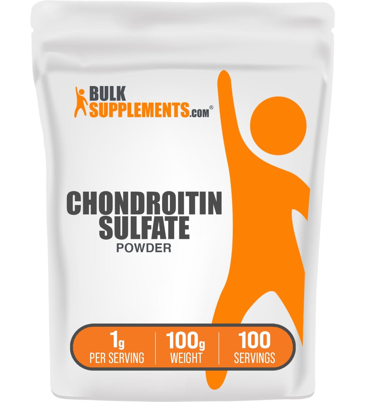 BulkSupplements.com Chondroitin Sulfate Powder - Chondroitin Sulfate Supplement for Joint Support - Gluten Free 1g per Serving 100g (3.5 oz) (Pack of 1) 3.5 Ounce (Pack of 1) - Buy Online on GoSupps.com