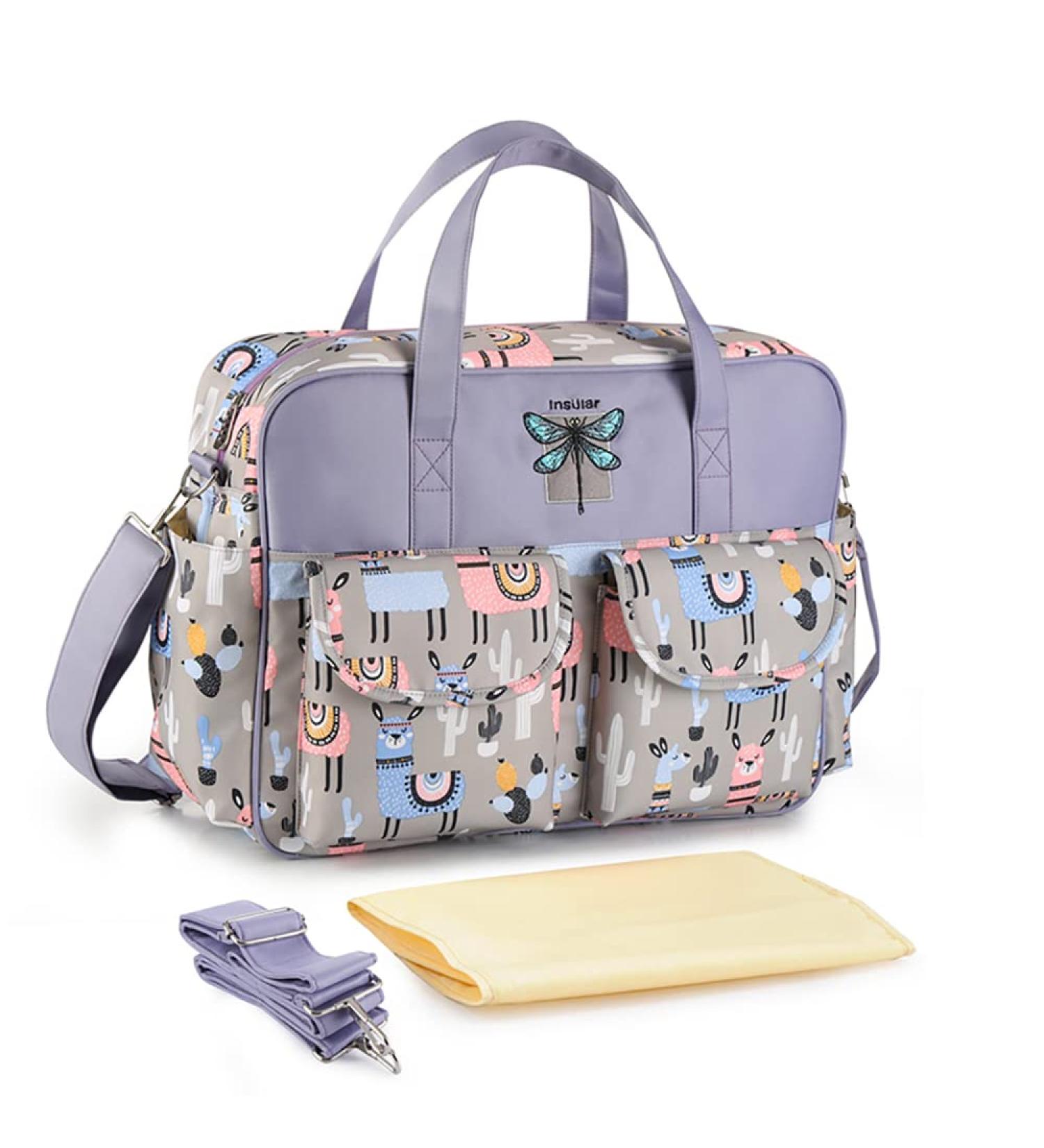 Kamay Waterproof Mummy Diaper Bag | Chic Nappy Changing Tote | Lightweight Nylon | Lavender Alpaca - Buy Online on GoSupps.com