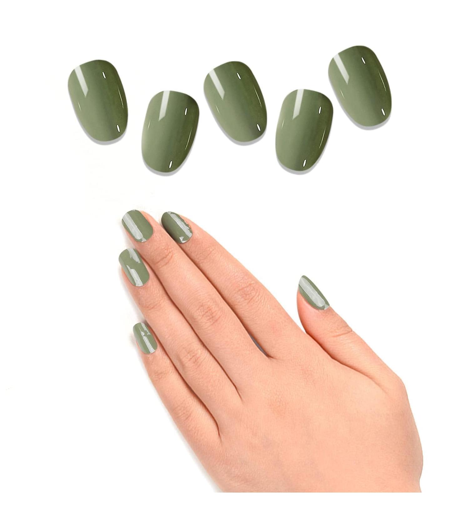 Ebanku 20PCs Olive Green UV Gel Nail Wraps - Self-Adhesive Nail Stickers with File & Stick for Women & Girls - Perfect for Nail Decoration - Buy Online on GoSupps.com