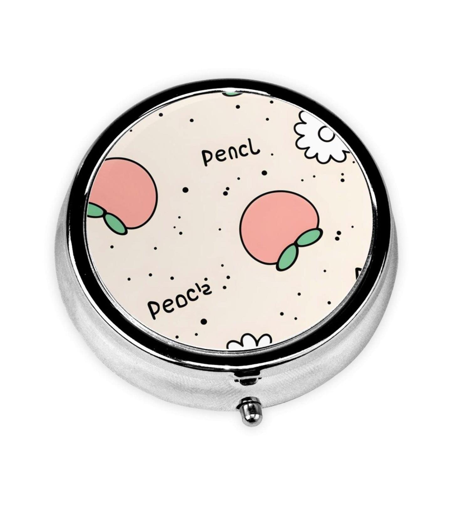 Peachy Cutieround Pill Box - 3 Compartment Travel Organizer | Portable Black Pill Box for International Shipping - Buy Online on GoSupps.com