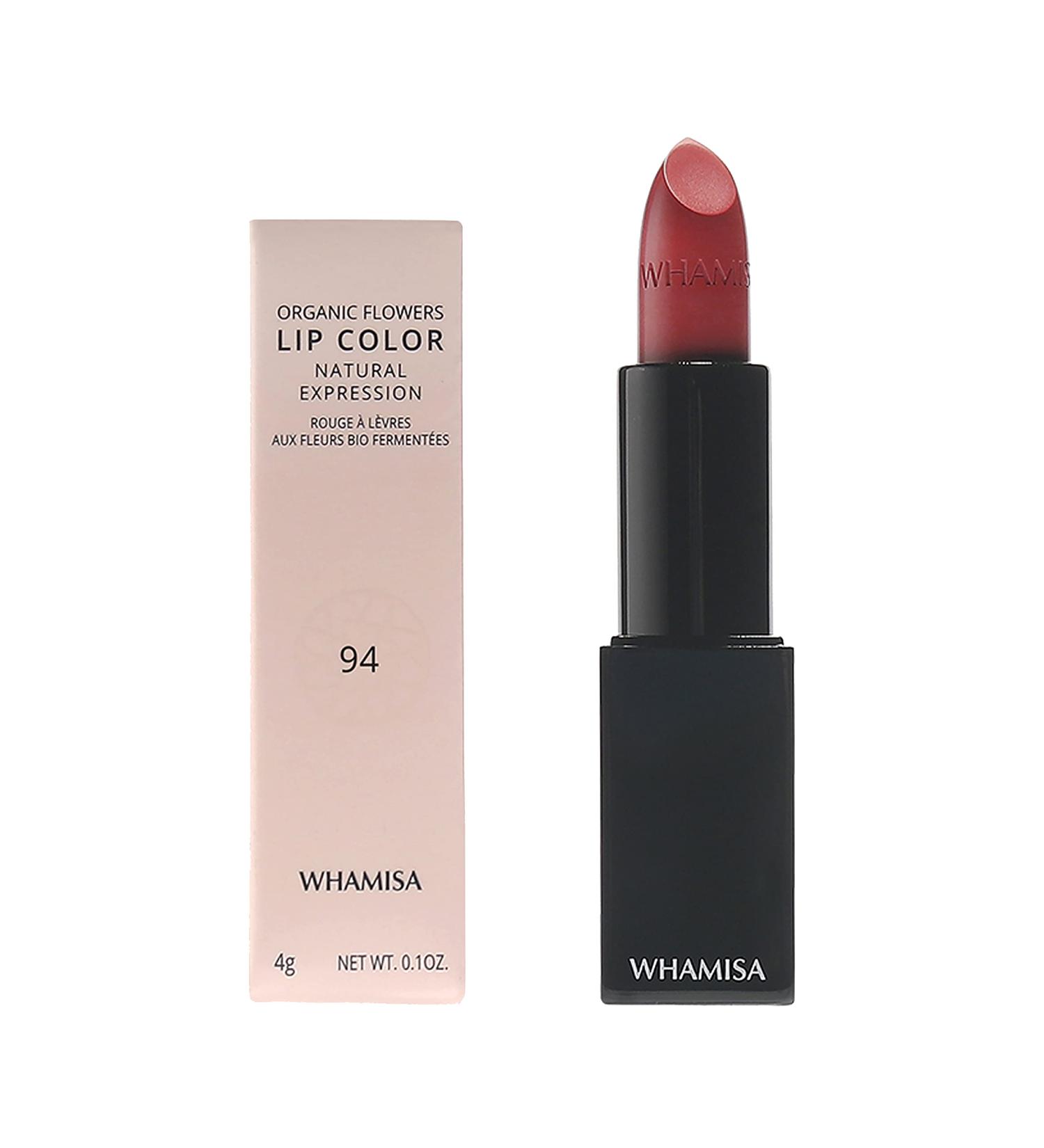 Whamisa Organic Flowers Lipstick Color 94 - Sate Rose Holzton | Vegan Gluten-Free Halmmatter Finish | Fermented Korean Natural Cosmetics - 4g - Buy Online on GoSupps.com
