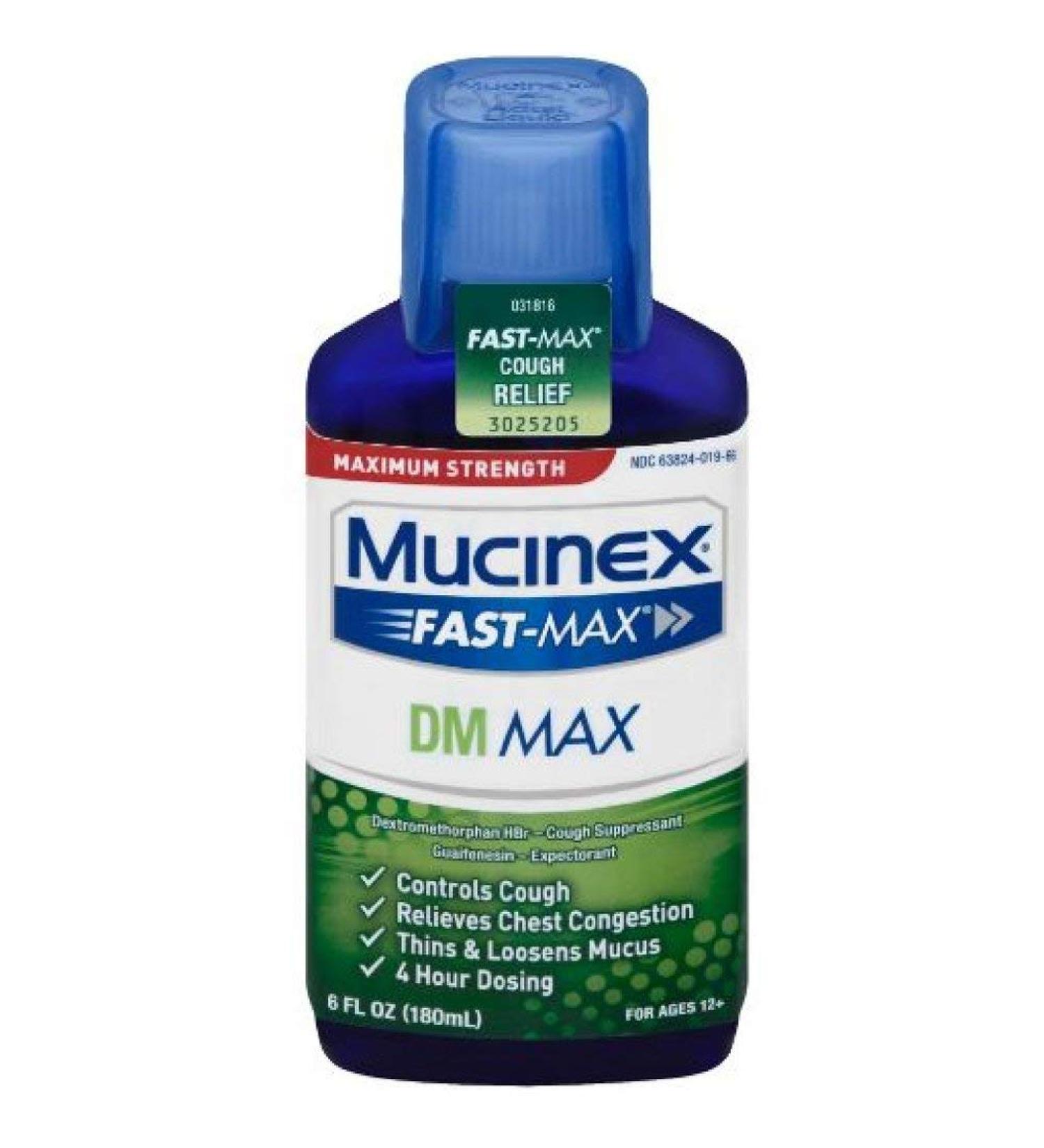 Mucinex Fast-Max Maximum Strength DM MAX Symptom Relief Cough Suppressant Expectorant 6 FL OZ (Pack of 6)