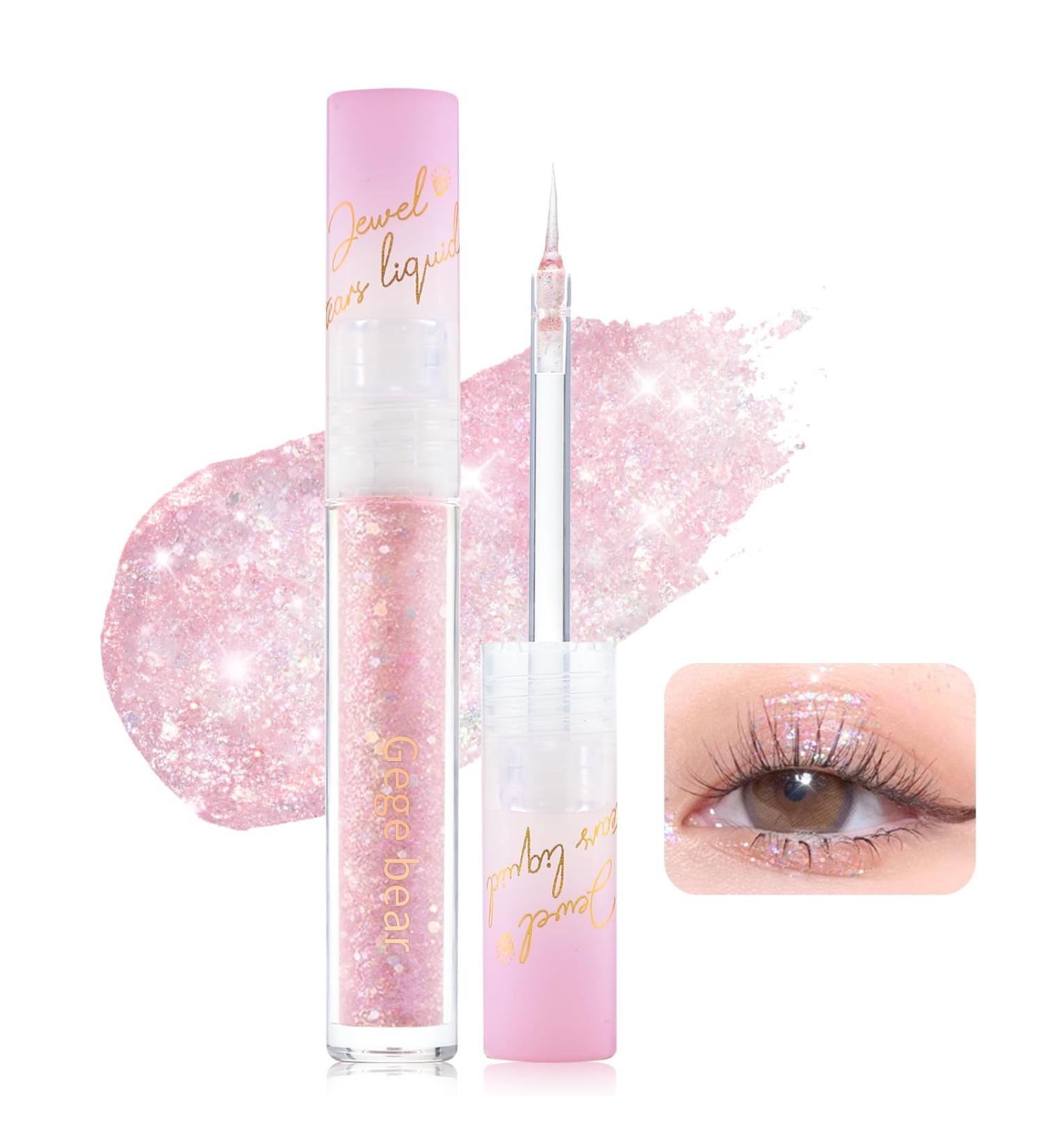 Erinde Liquid Glitter Eyeliner - Waterproof Metallic Eye Pencil Highly Pigmented Shimmer Liner | Korean Makeup #11 Pink Peach - Buy Online on GoSupps.com