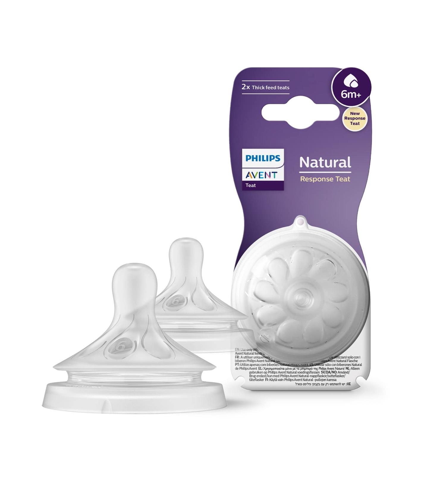 Philips Avent Natural Response Baby Bottle Suckers - 2x Flow Thickness 6 BPA-free for 6+ Months (SCY966/02) - International Shipping Available - Buy Online on GoSupps.com