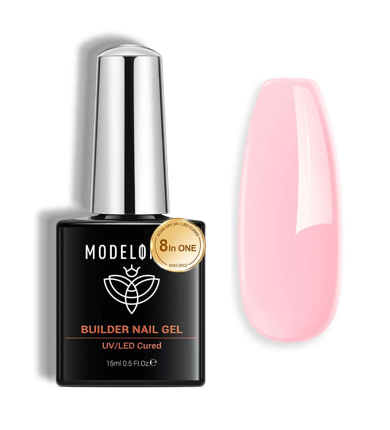 Modelones 8-in-1 Builder Gel - Pink Assembly Gel for Nail Extensions Soak Off UV Gellack for Manicure | 15ml - Buy Online on GoSupps.com
