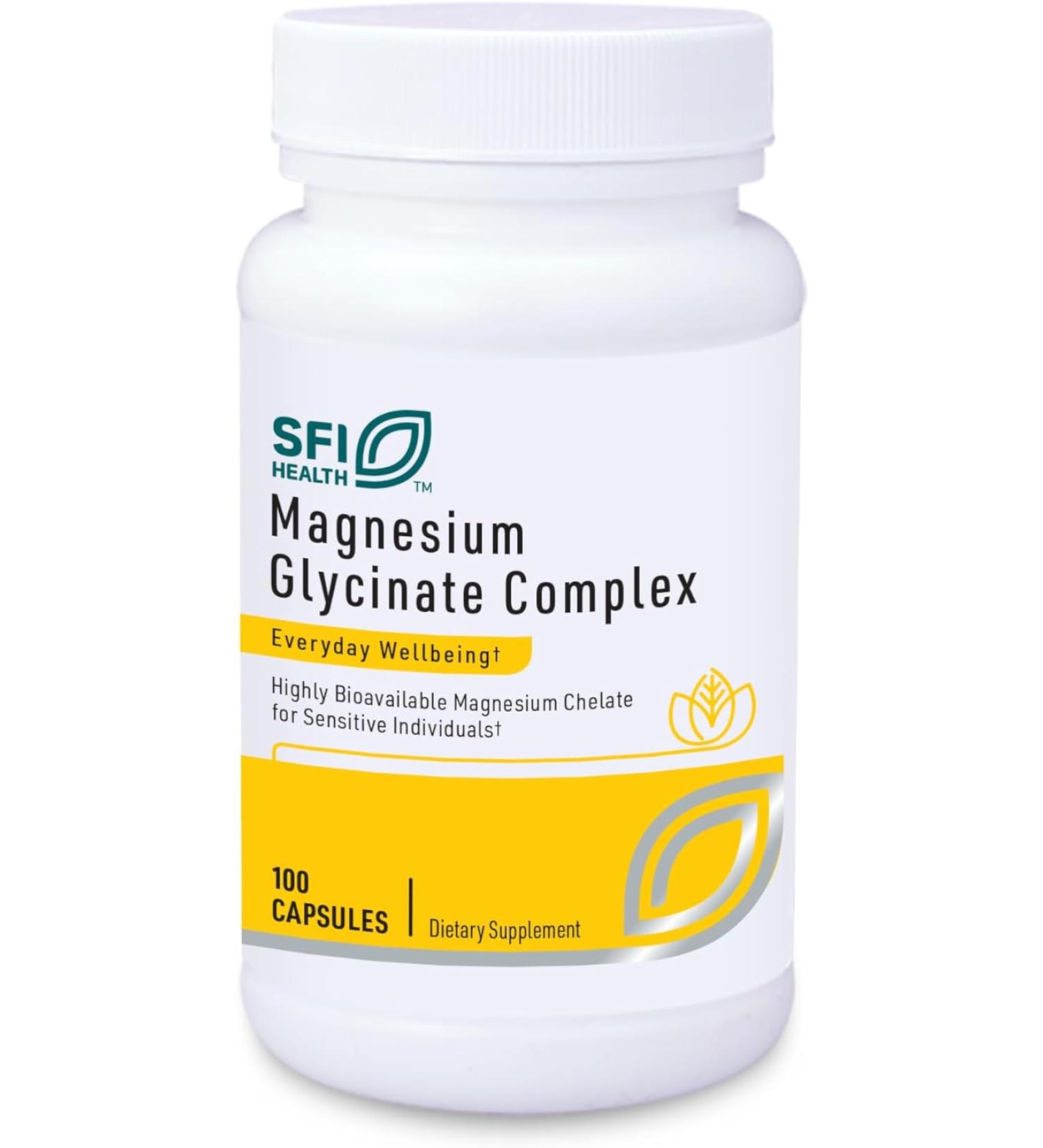 Klaire Labs Magnesium Glycinate Complex - 100mg Bisglycinate Blend for Bone Health & Sleep - Chelated for Better Absorption - 100 Capsules - Buy Online on GoSupps.com