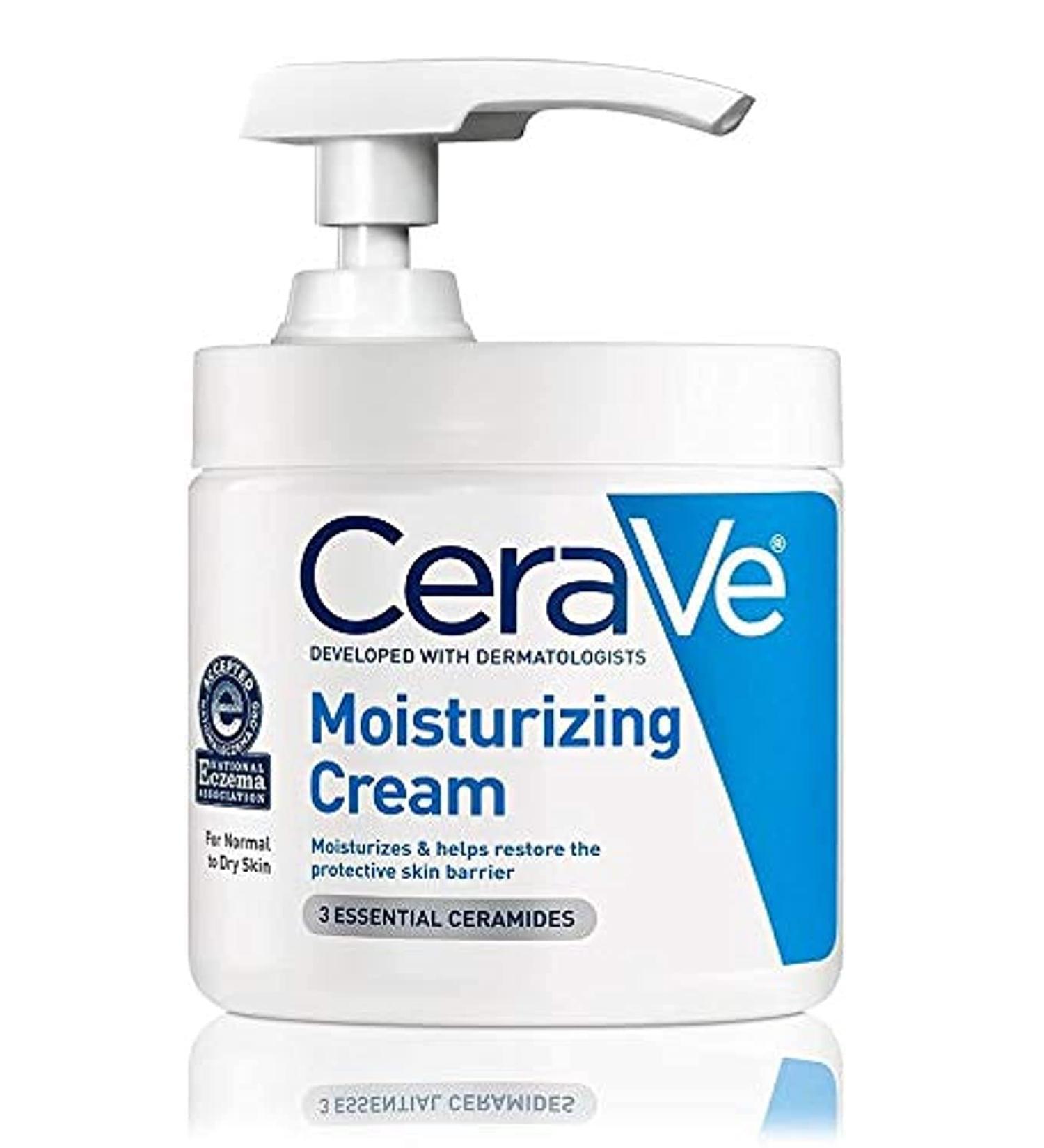 CeraVe Moisturizing Cream 16 oz - Daily Face & Body Moisturizer for Dry Skin | With Pump - Buy Online on GoSupps.com
