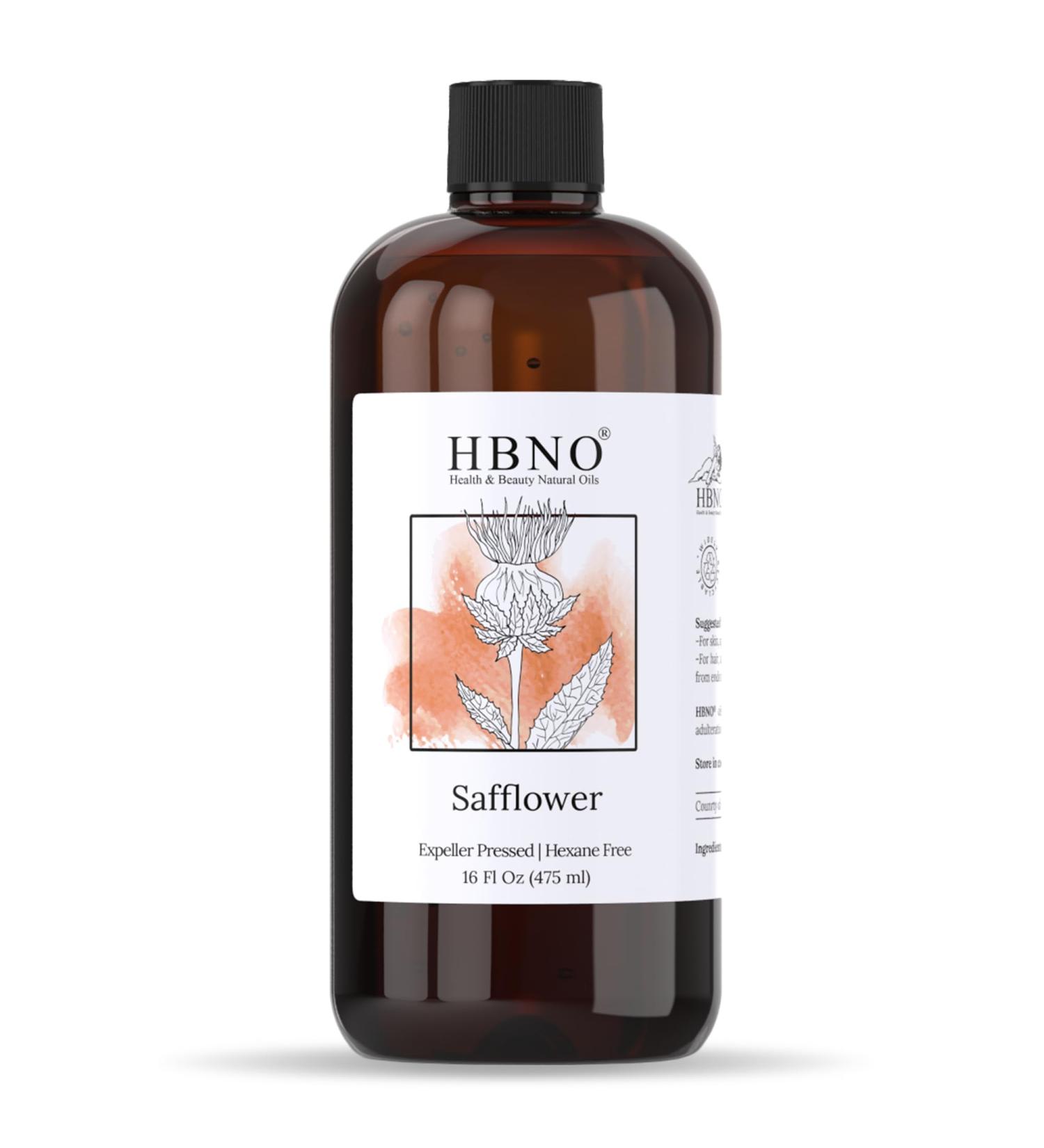 HBNO Safflower Oil - 16 oz (475ml) Value Size - High Oleic Ideal for Shampoos Conditioners Face wash Lotions and Skin Care Products. Safflower 16 Fl Oz (Pack of 1) - Buy Online on GoSupps.com