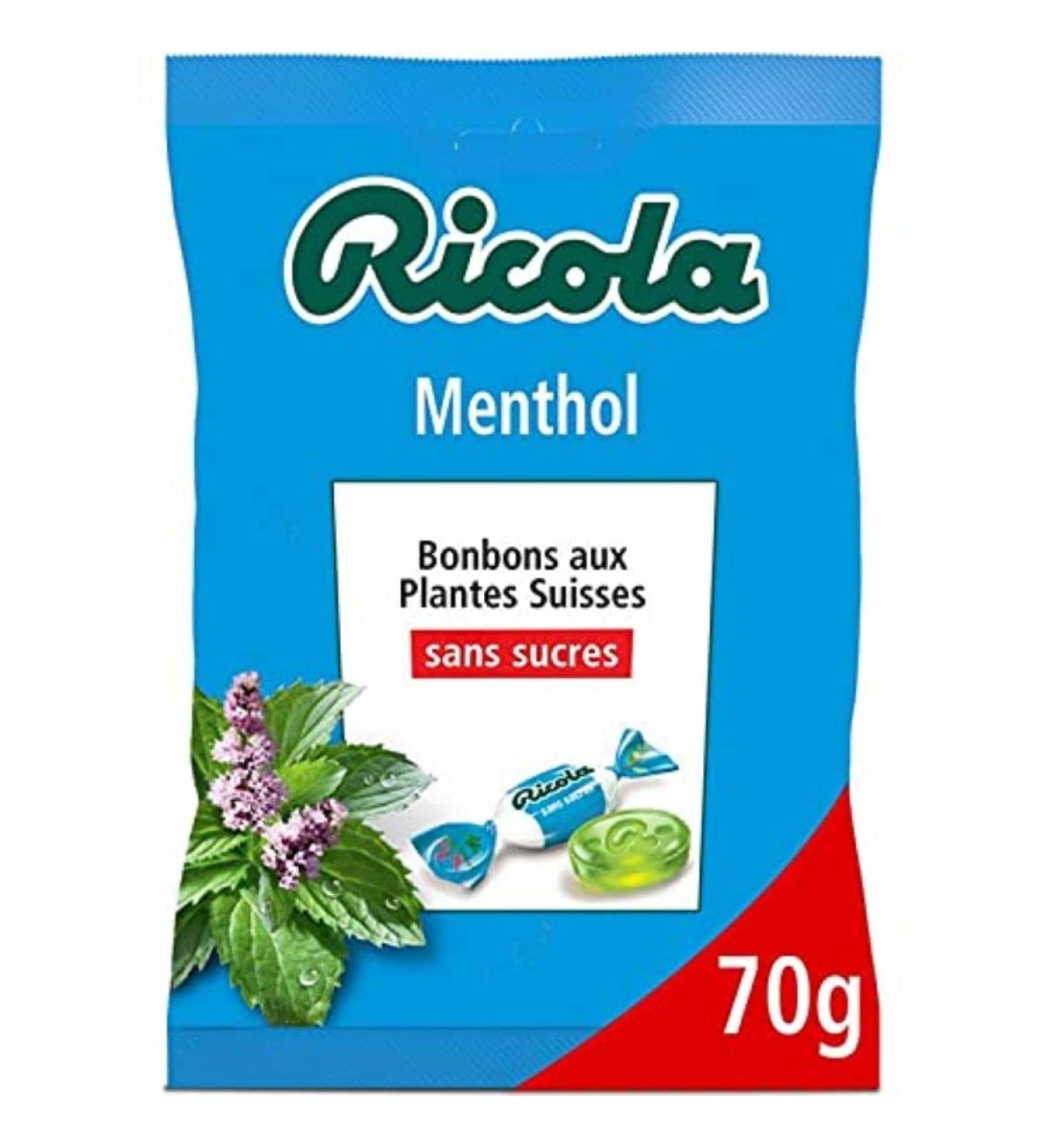 Ricola Ricola Swiss sweets with plants without sugar menthol flavour - 75 g bag