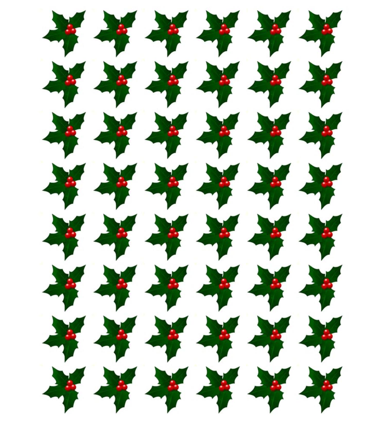 48 X HOLLY & BERRY LEAVES - CHRISTMAS - EDIBLE CUPCAKE CAKE TOPPERS D4