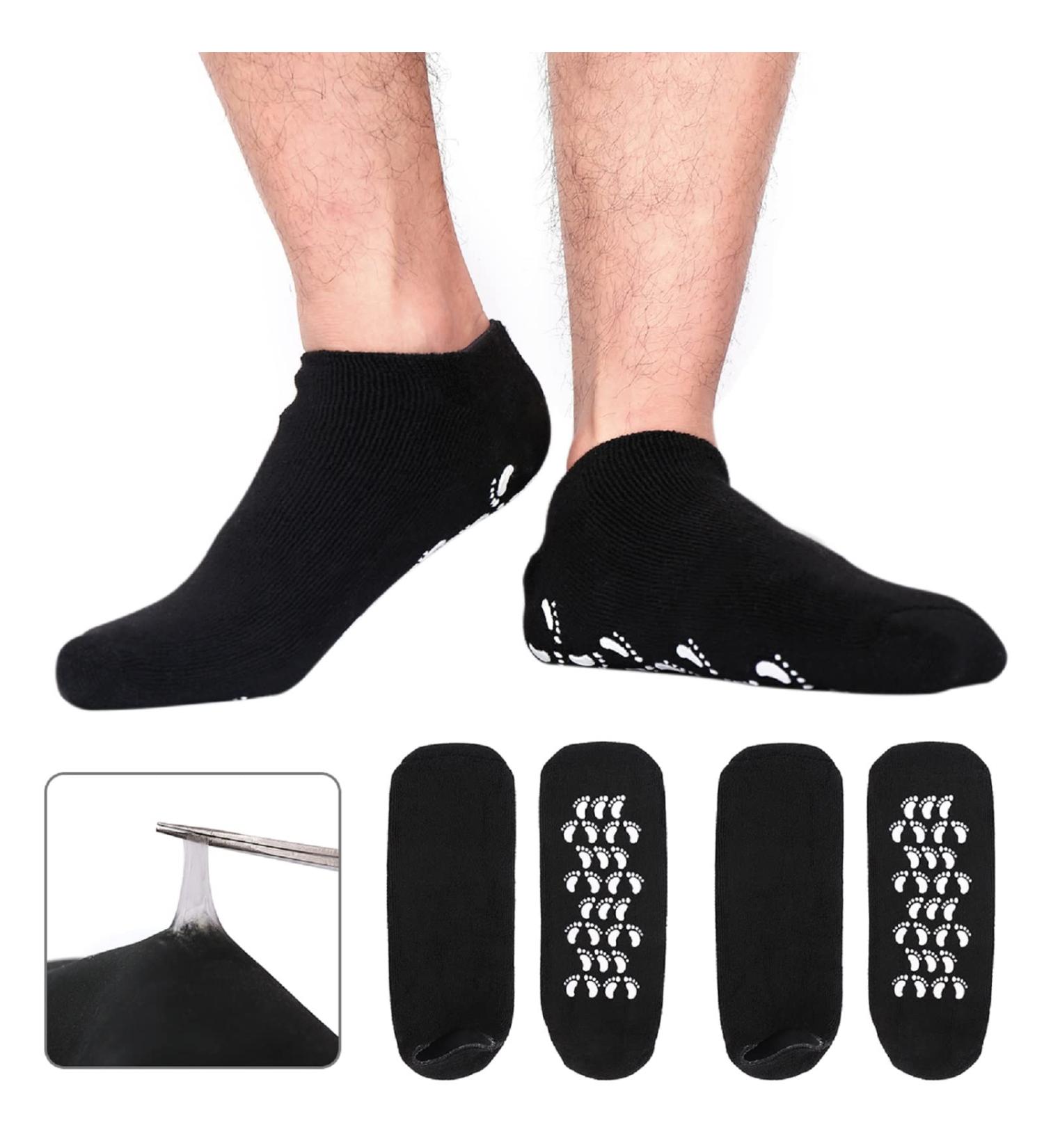 Codream Large Men's Moisturizing Gel Socks - Ultimate Treatment for Dry, Cracked Feet - 2 Pairs, Black, US Men 10-15 - Buy Online on GoSupps.com