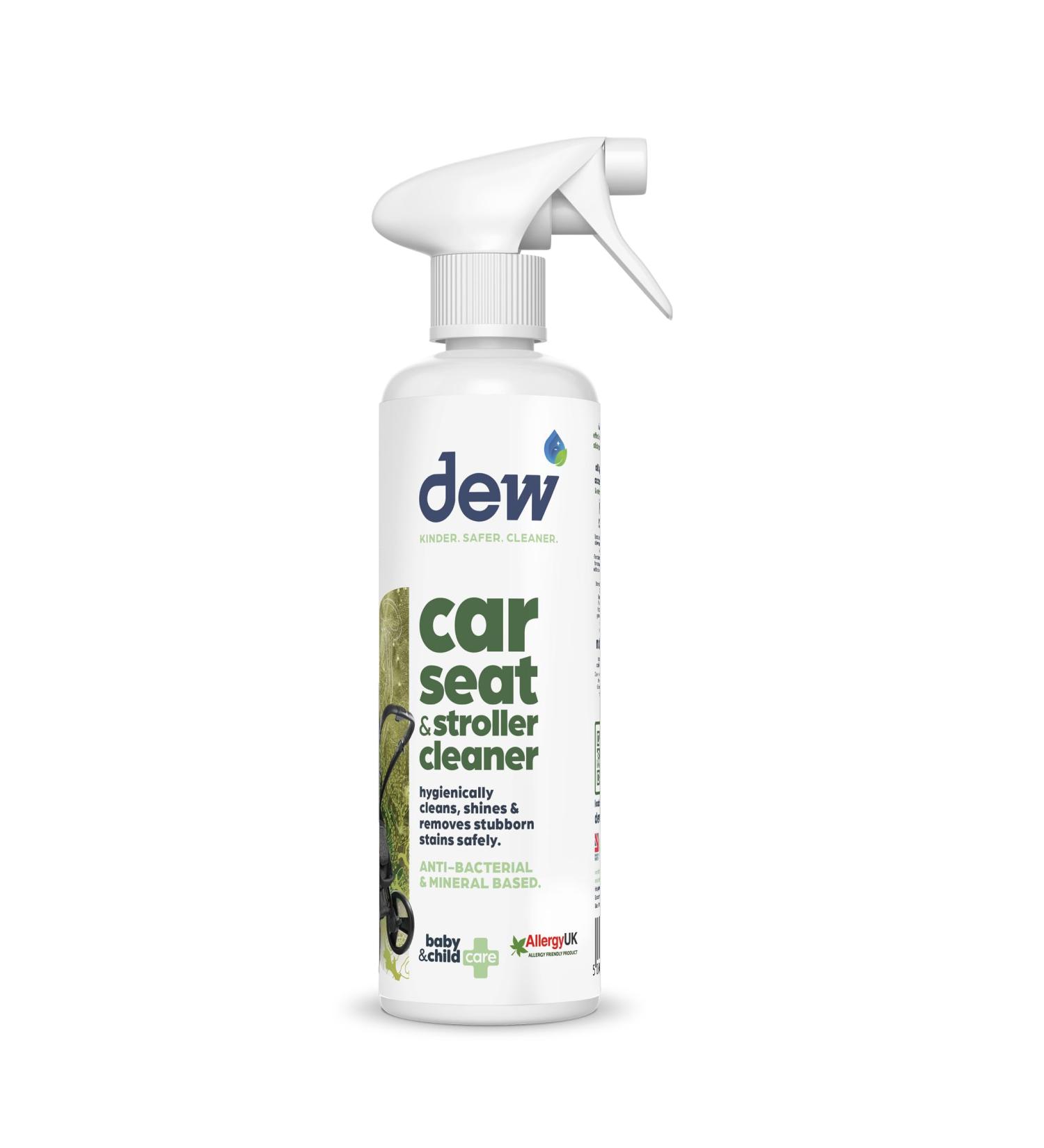 Dew Car Seat & Stroller Upholstery Cleaner & Surface Cleaner Spray 500ml | 100% Natural Baby Safe Hypochlorous Acid Antibacterial Spray | Bleach & Alcohol Free Fabric Stain Remover Spray 500 ml (Pack of 1) - Buy Online on GoSupps.com